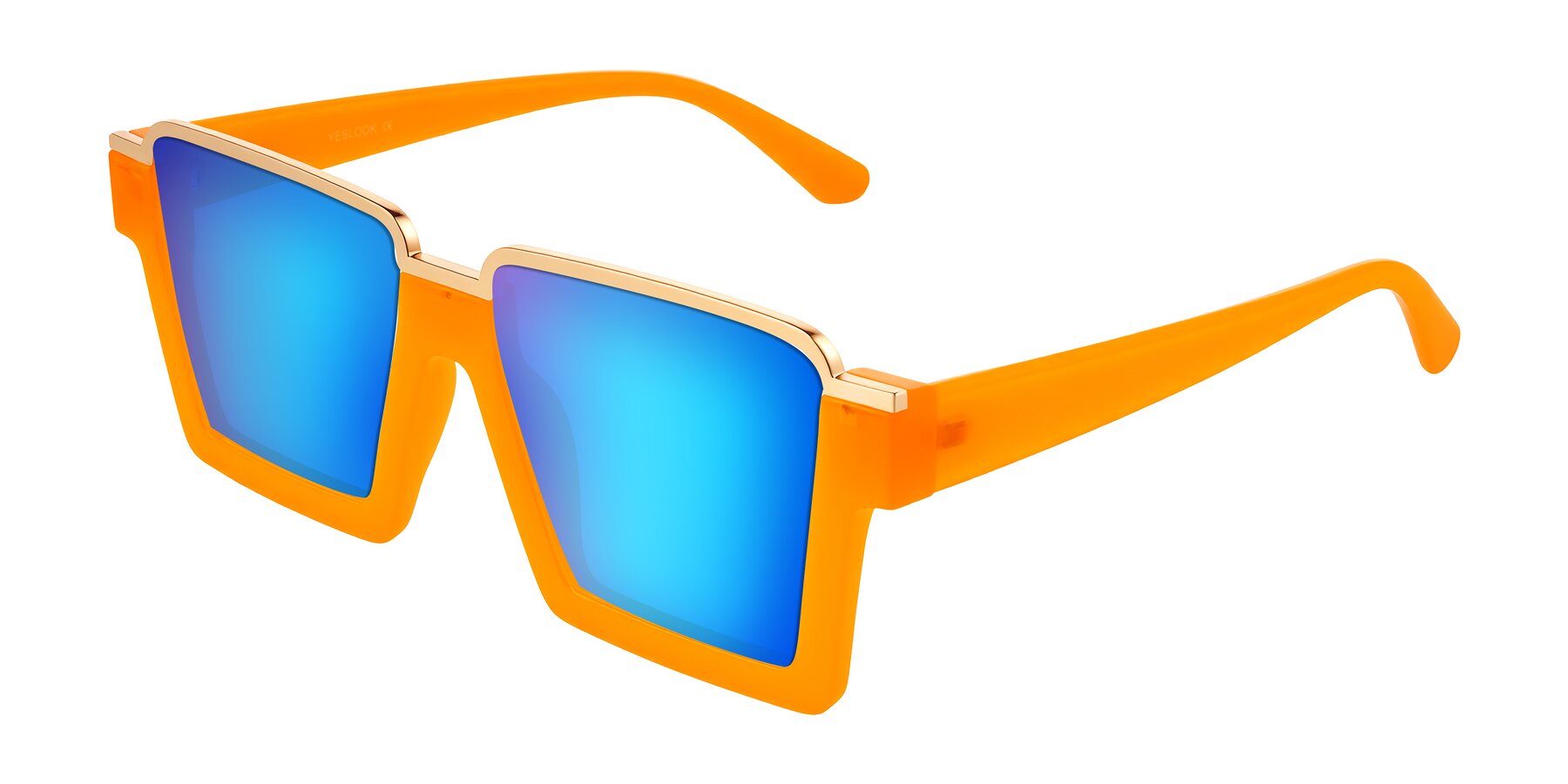 Angle of Reyes in Orange with Blue Mirrored Lenses