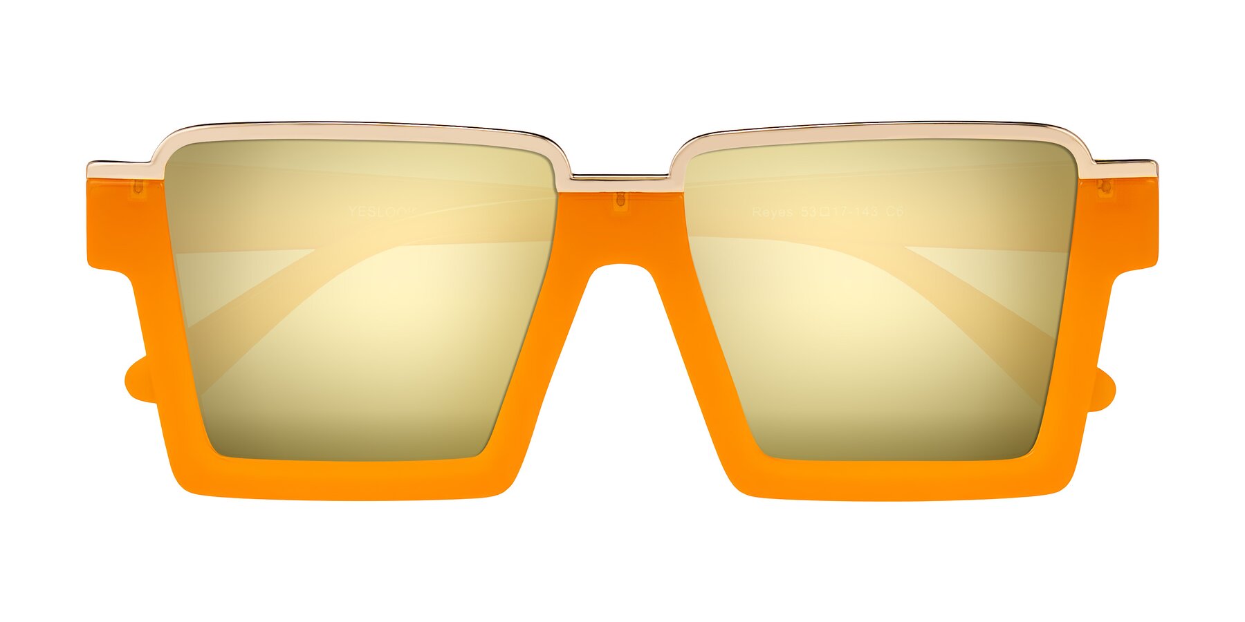 Folded Front of Reyes in Orange with Gold Mirrored Lenses