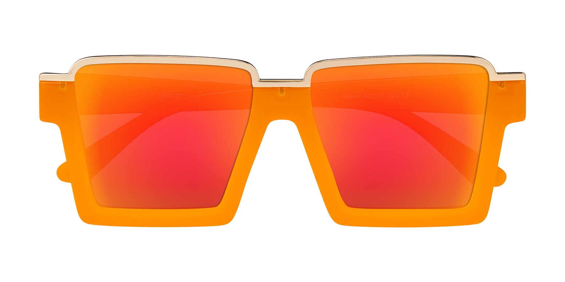 Folded Front of Reyes in Orange with Red Gold Mirrored Lenses