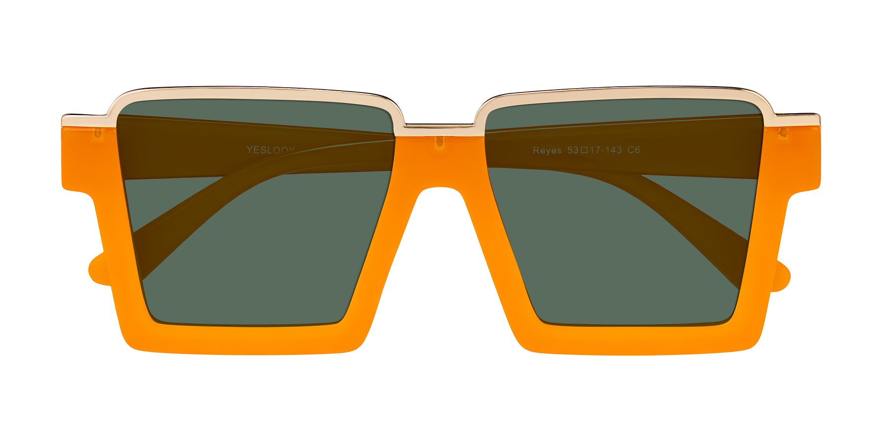 Folded Front of Reyes in Orange with Green Polarized Lenses
