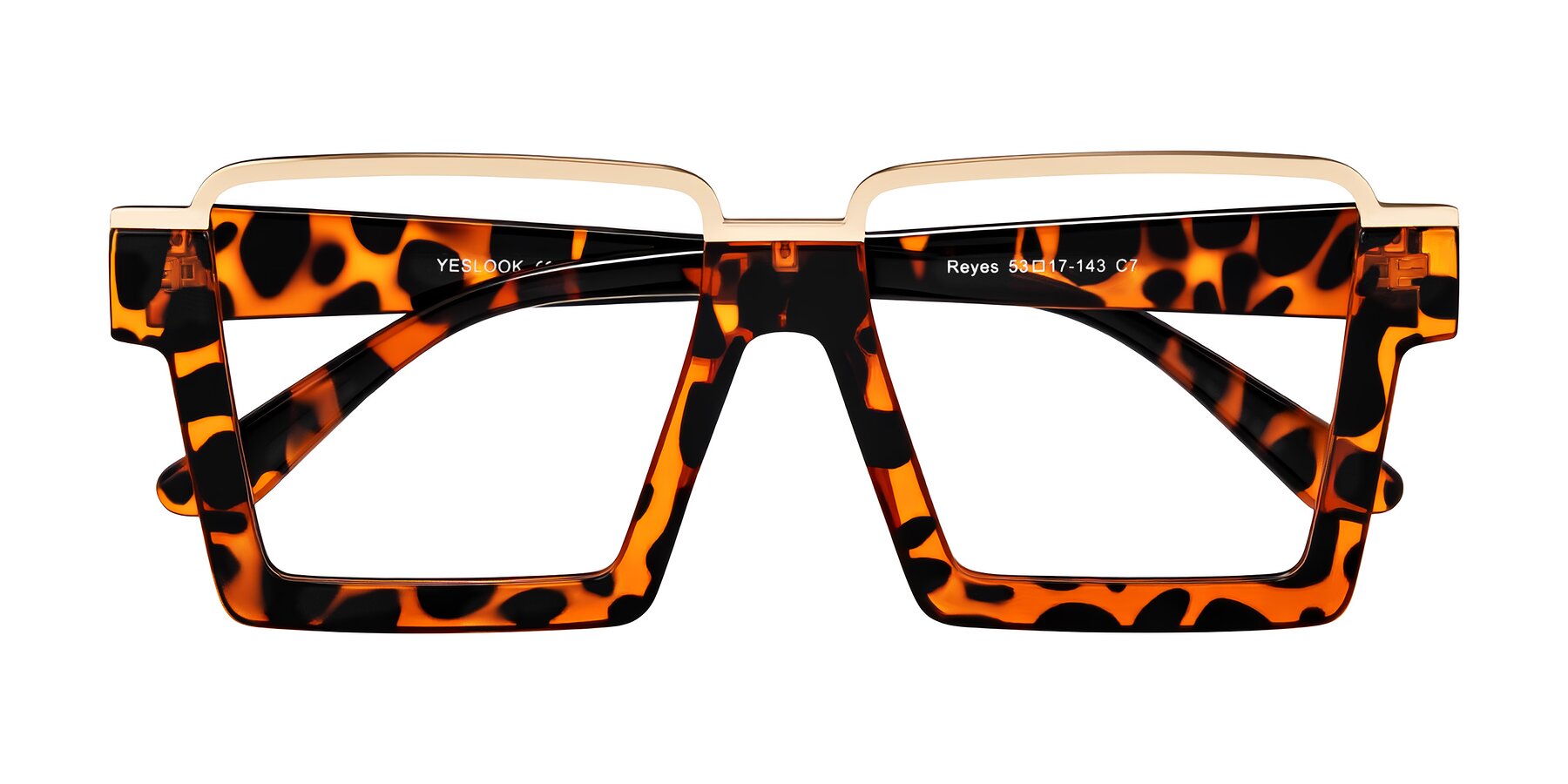 Folded Front of Reyes in Leopard-Print with Clear Eyeglass Lenses