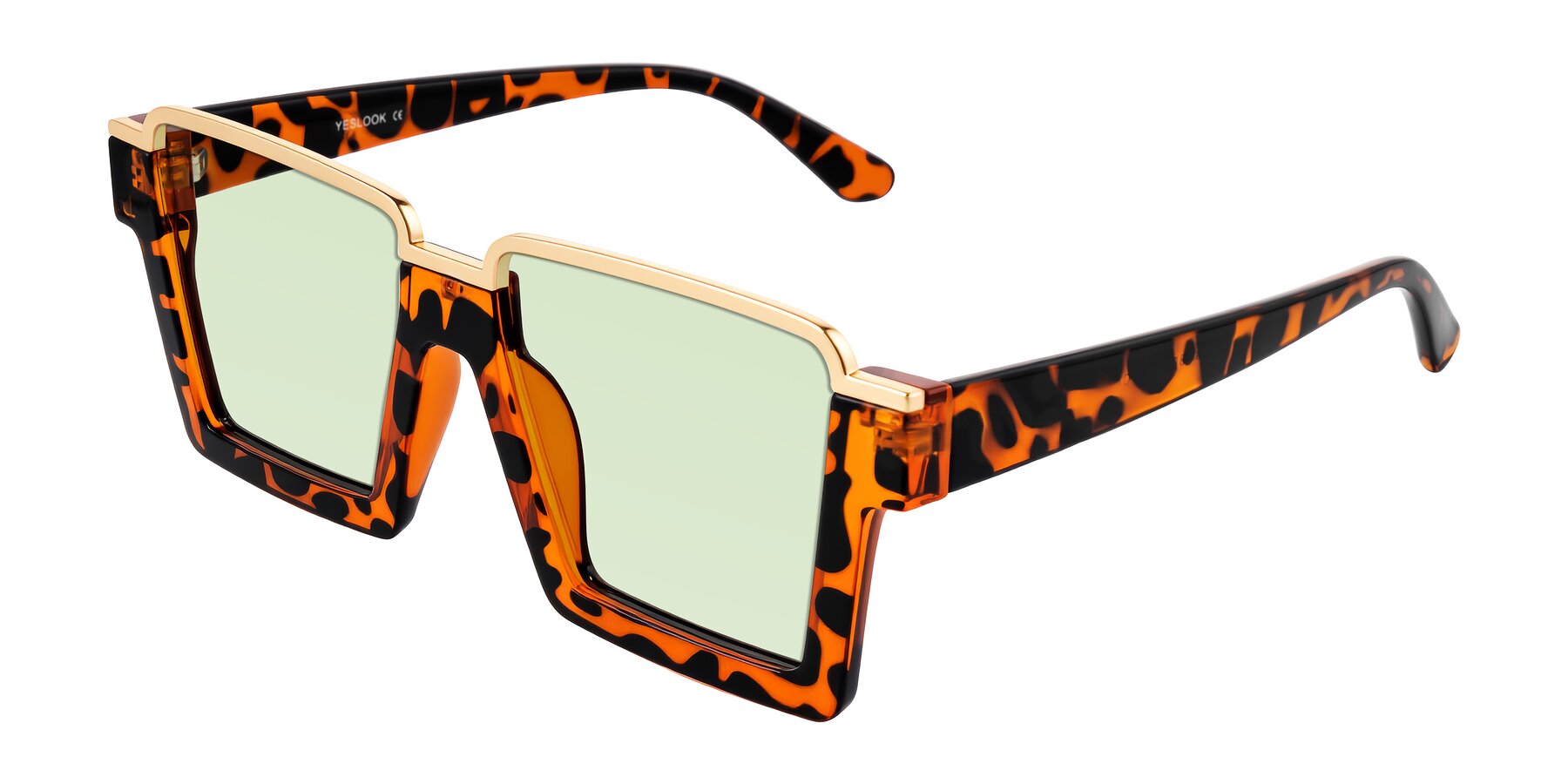 Angle of Reyes in Leopard-Print with Light Green Tinted Lenses