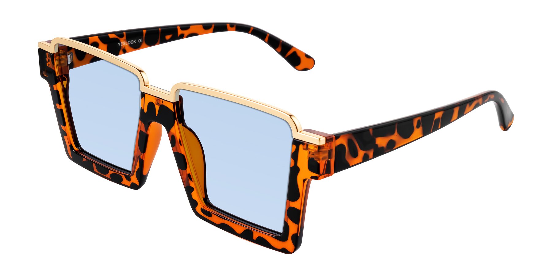 Angle of Reyes in Leopard-Print with Light Blue Tinted Lenses
