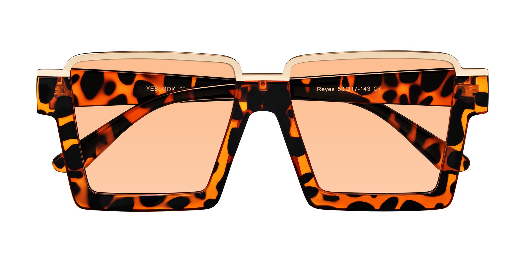 Folded Front of Reyes in Leopard-Print with Light Orange Tinted Lenses