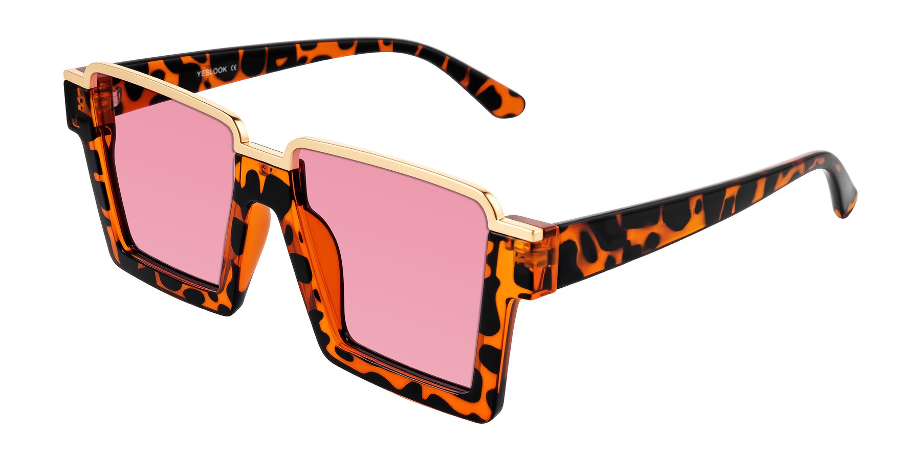 Angle of Reyes in Leopard-Print with Pink Tinted Lenses