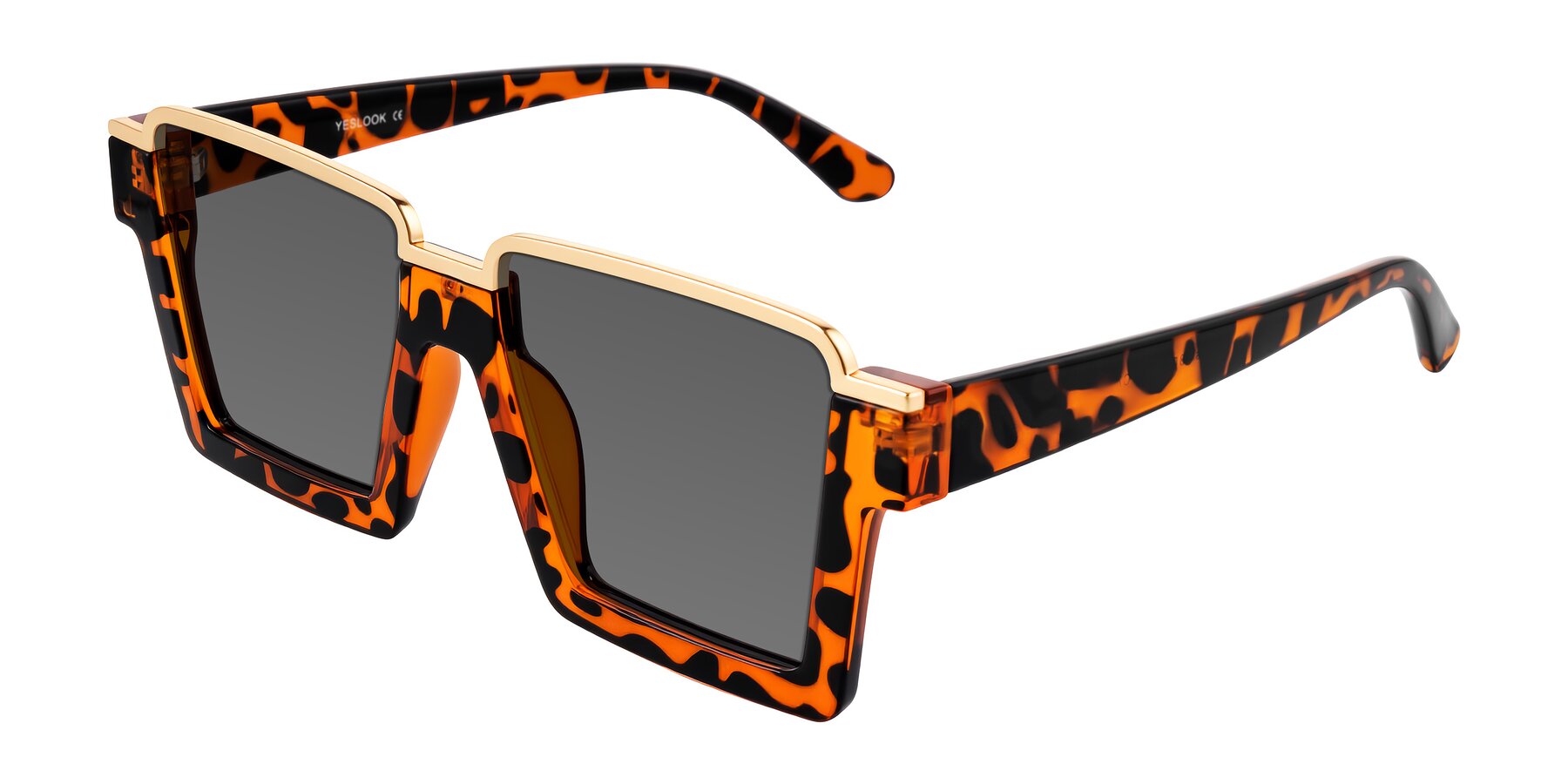 Angle of Reyes in Leopard-Print with Medium Gray Tinted Lenses