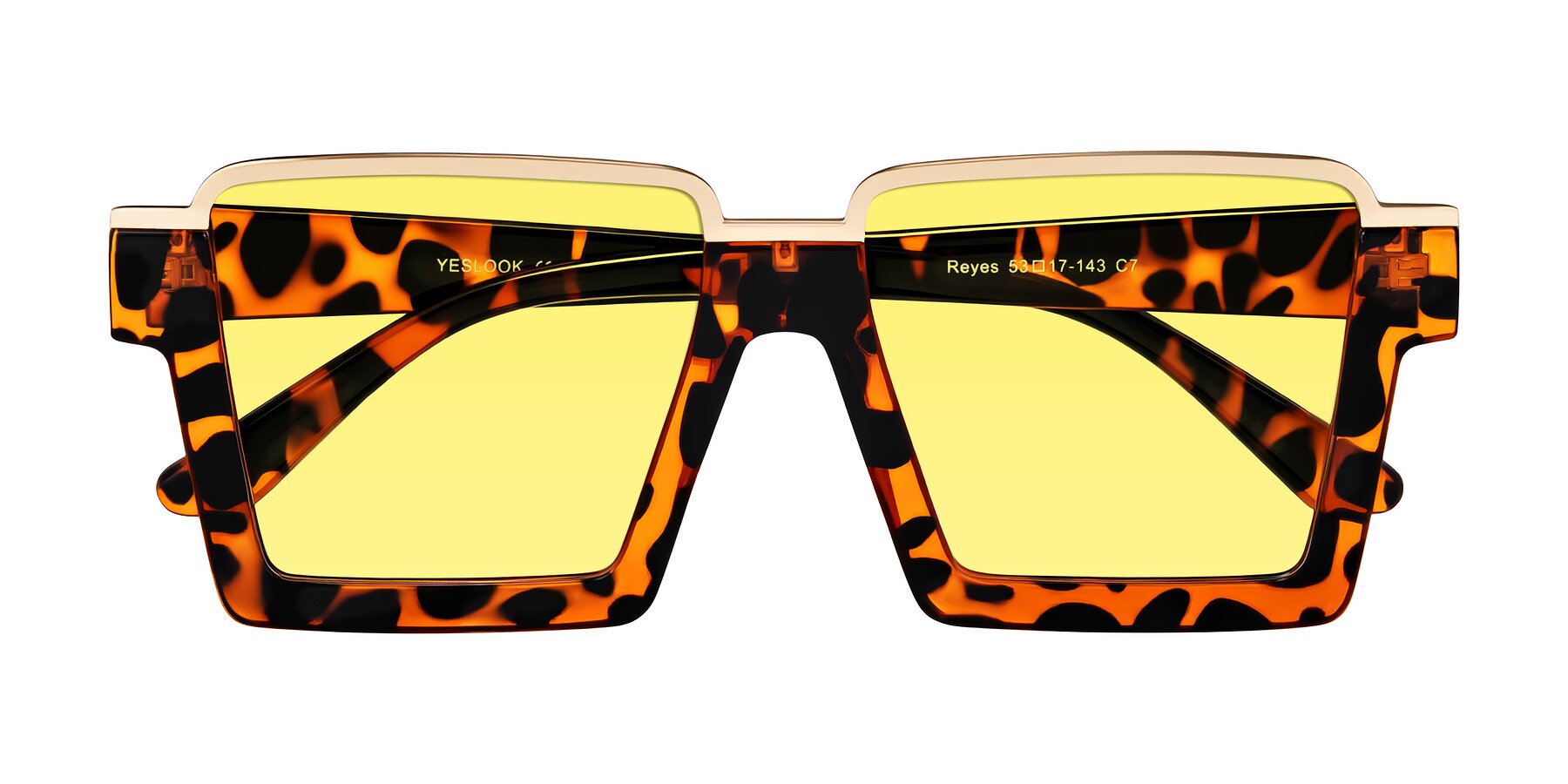 Folded Front of Reyes in Leopard-Print with Medium Yellow Tinted Lenses