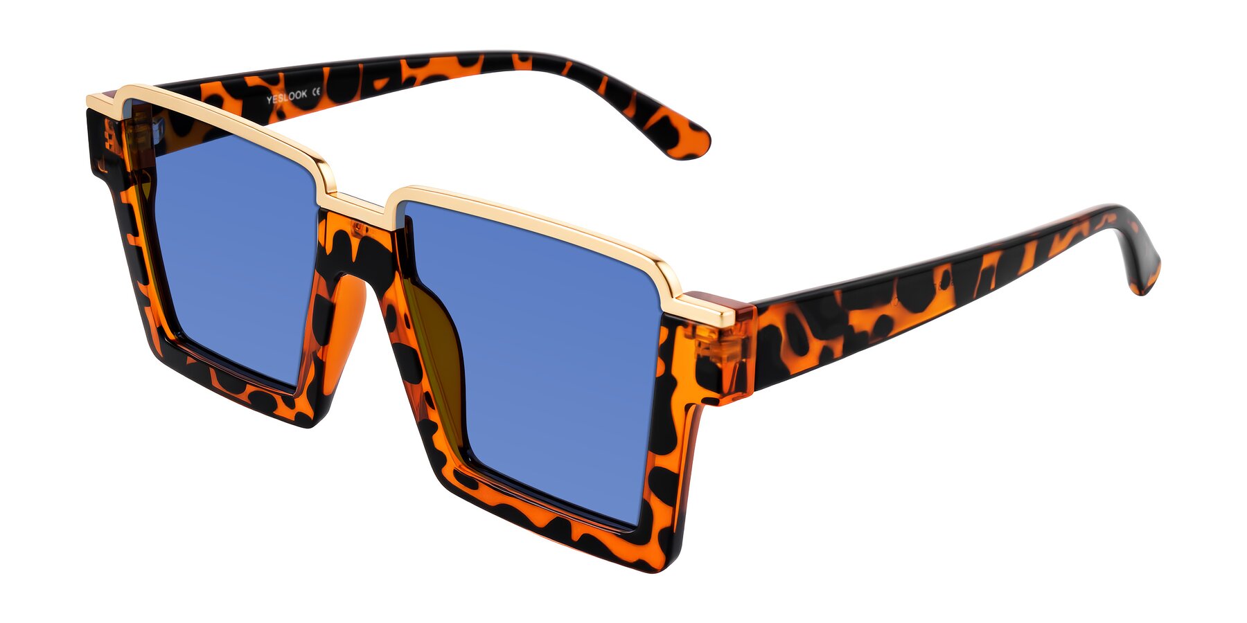 Angle of Reyes in Leopard-Print with Blue Tinted Lenses