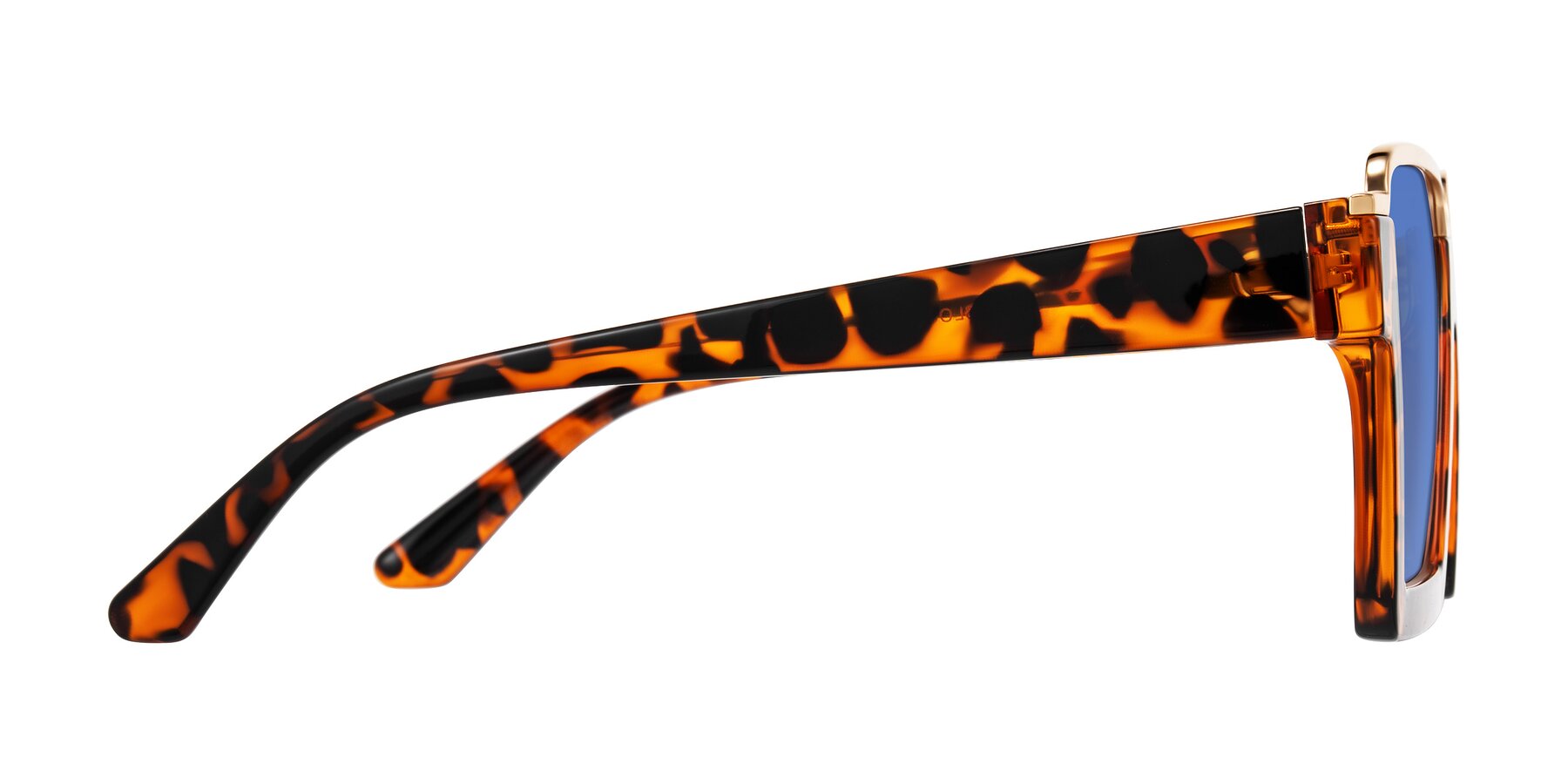 Side of Reyes in Leopard-Print with Blue Tinted Lenses