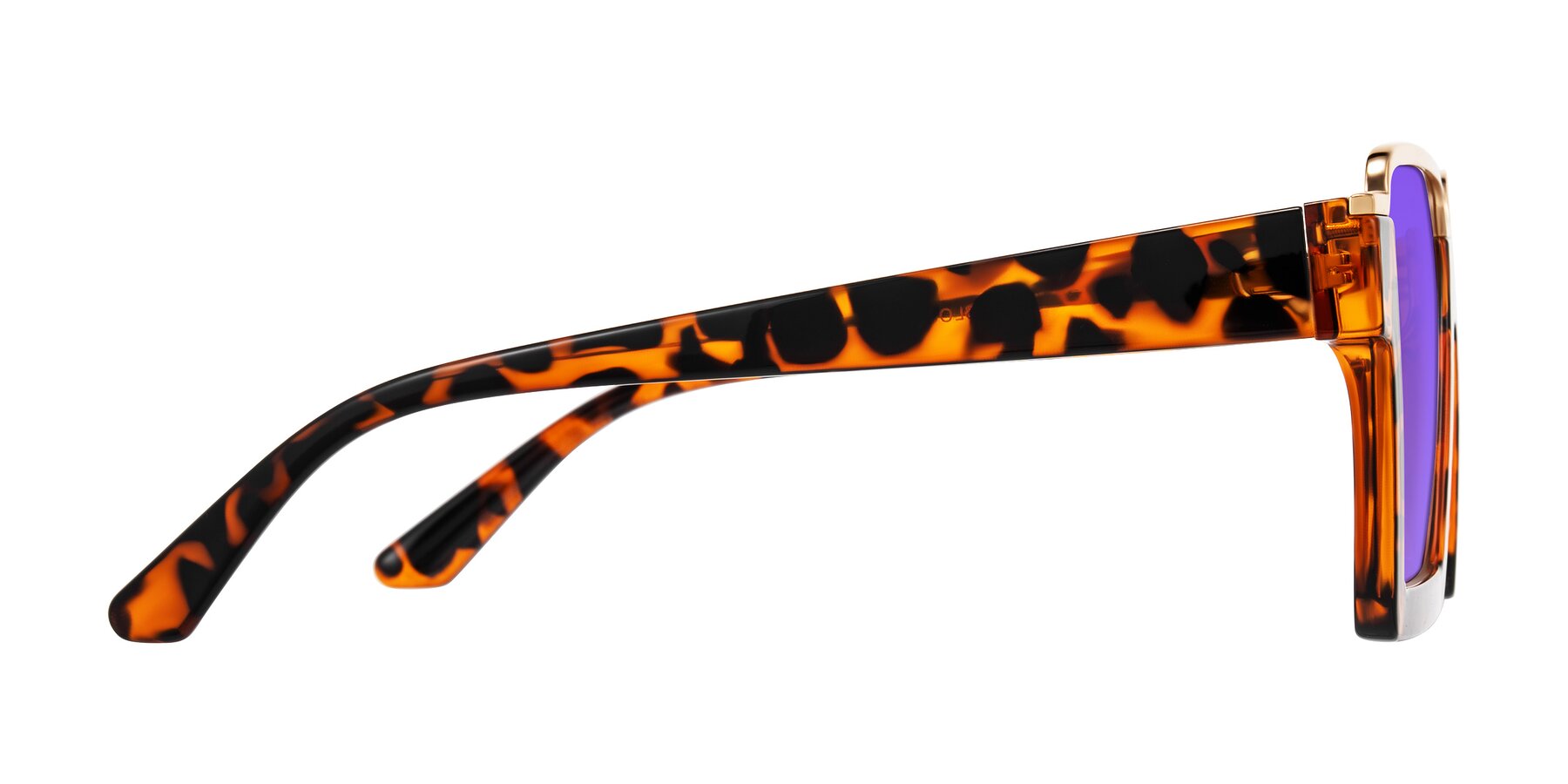 Side of Reyes in Leopard-Print with Purple Tinted Lenses