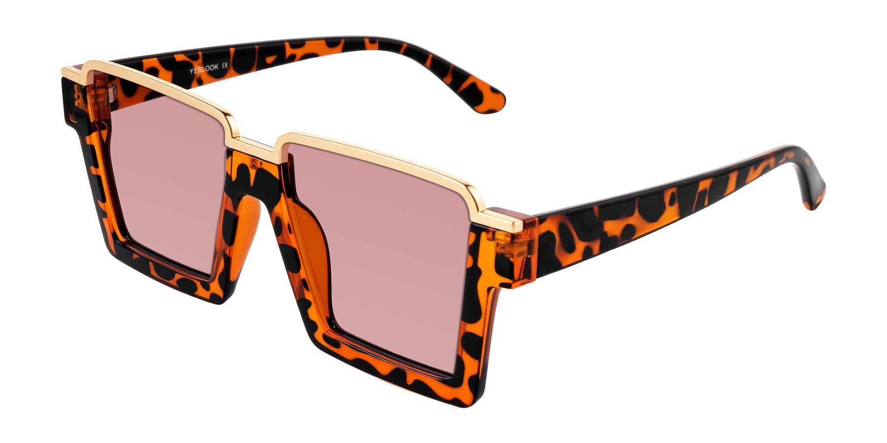 Angle of Reyes in Leopard-Print with Medium Garnet Tinted Lenses