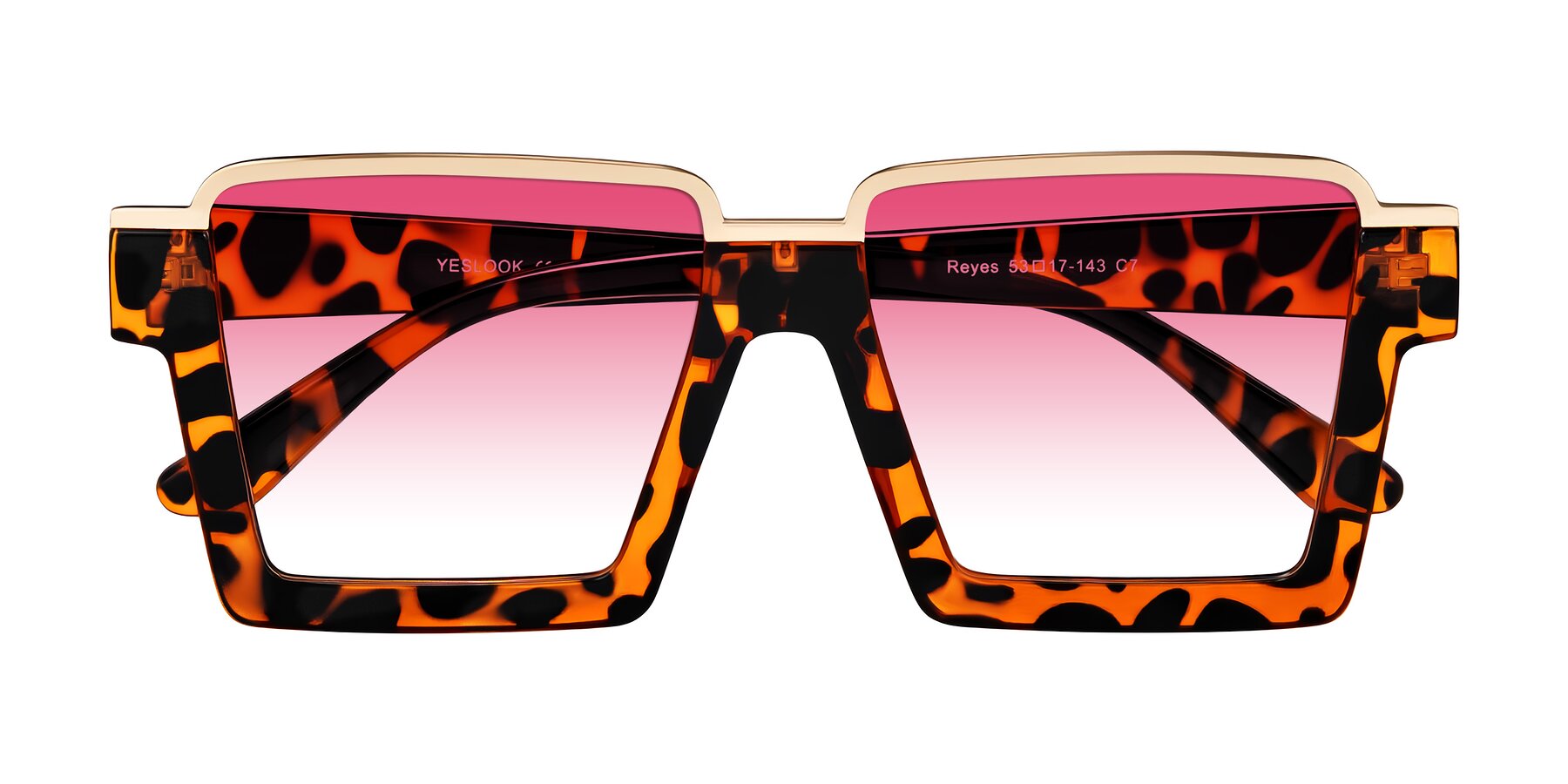 Folded Front of Reyes in Leopard-Print with Pink Gradient Lenses