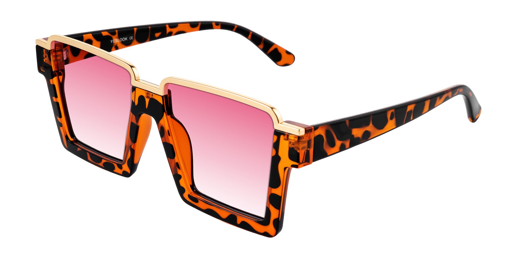 Angle of Reyes in Leopard-Print with Pink Gradient Lenses