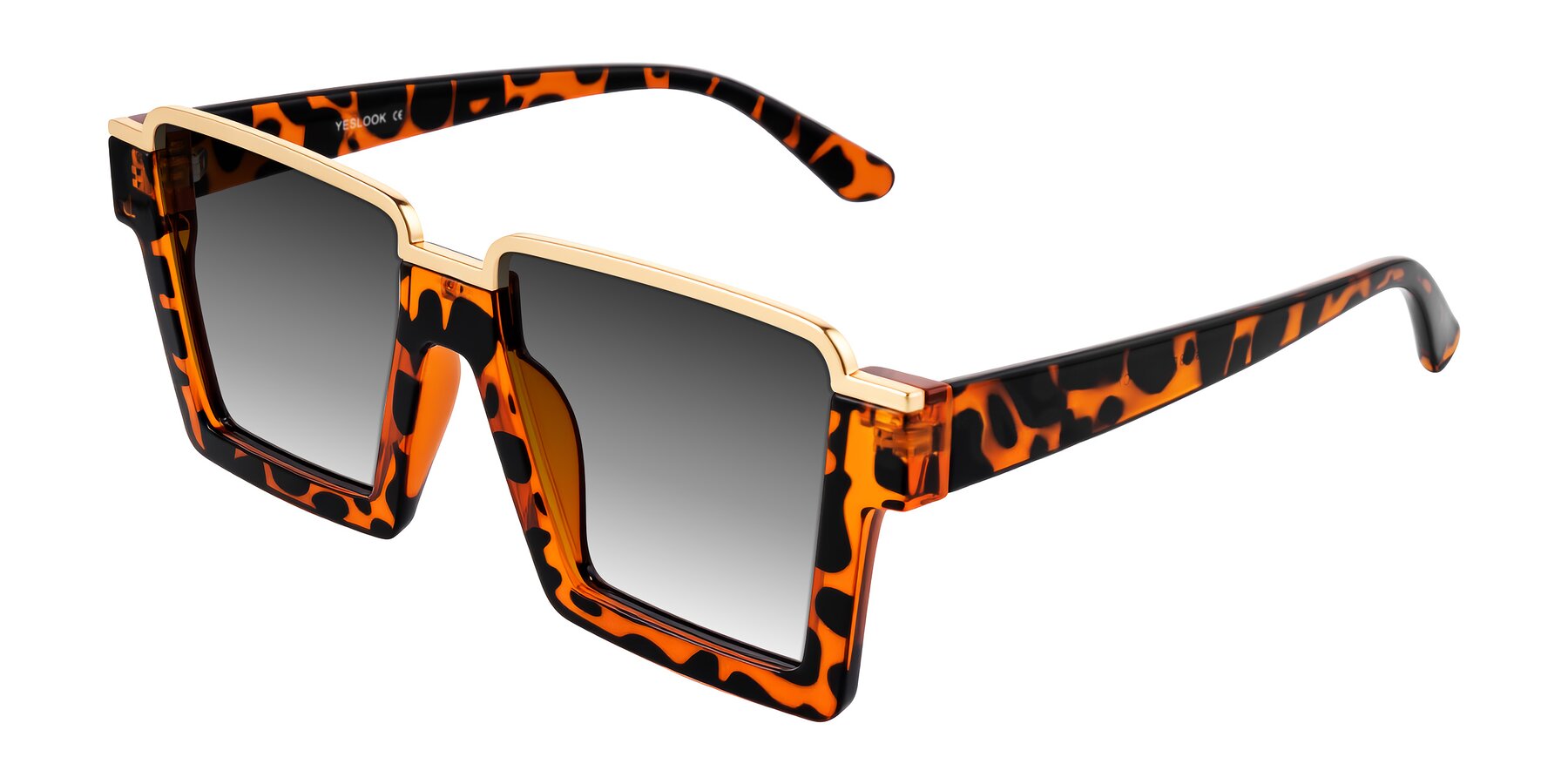 Angle of Reyes in Leopard-Print with Gray Gradient Lenses