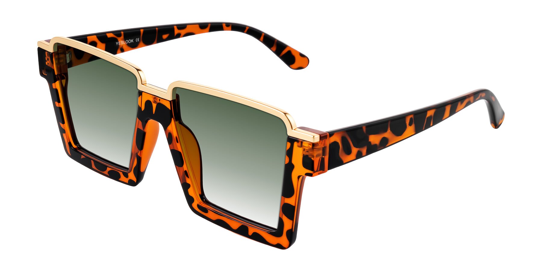 Angle of Reyes in Leopard-Print with Green Gradient Lenses