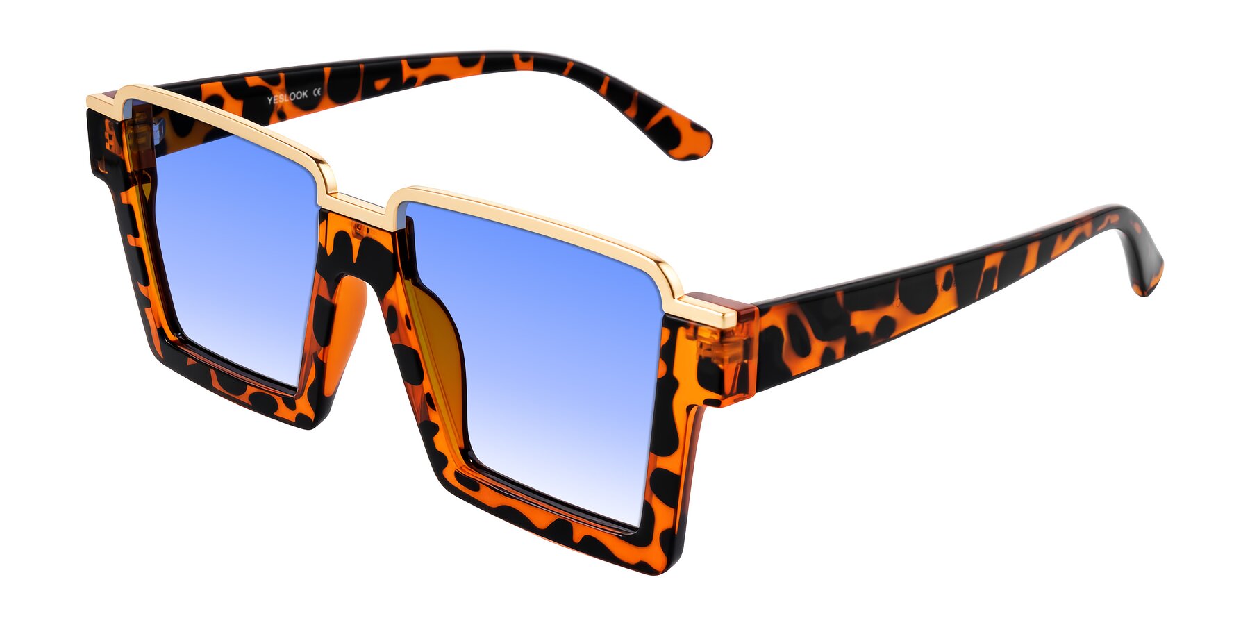 Angle of Reyes in Leopard-Print with Blue Gradient Lenses