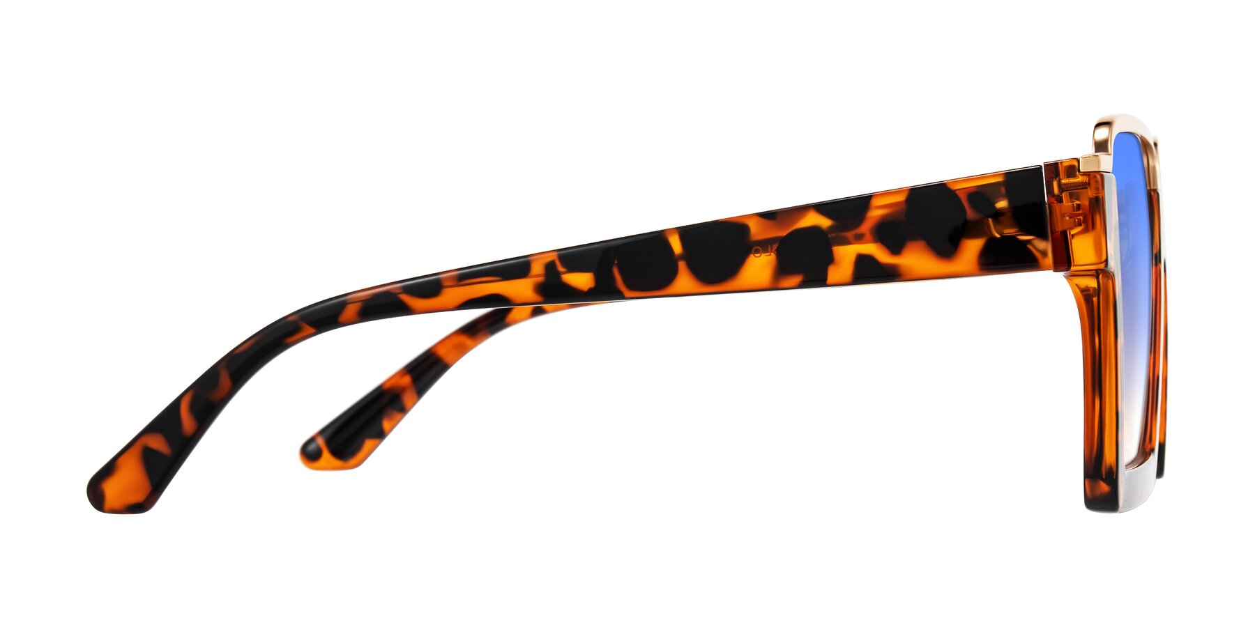 Side of Reyes in Leopard-Print with Blue Gradient Lenses