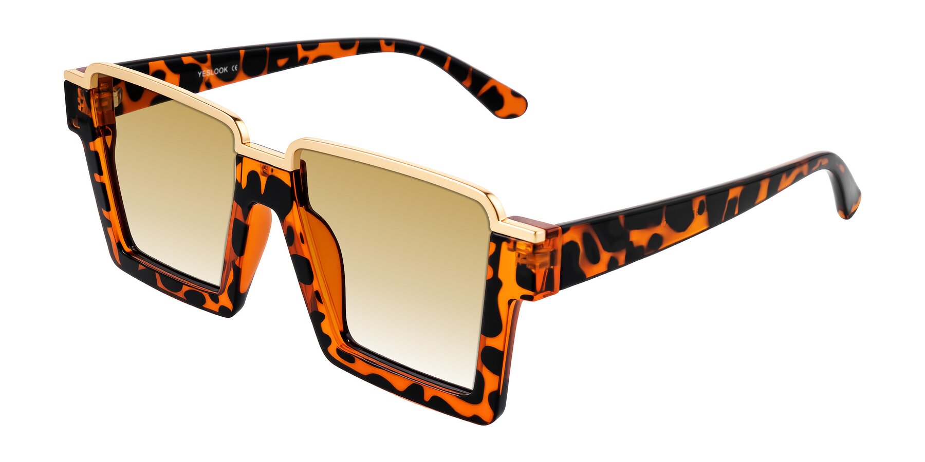 Angle of Reyes in Leopard-Print with Champagne Gradient Lenses