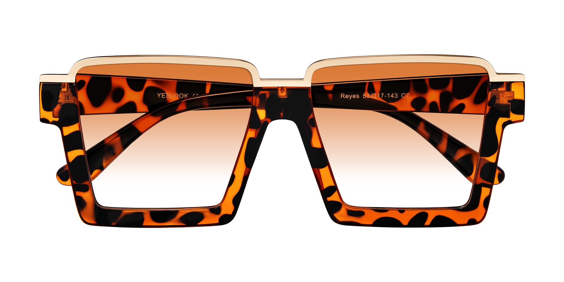 Folded Front of Reyes in Leopard-Print with Orange Gradient Lenses