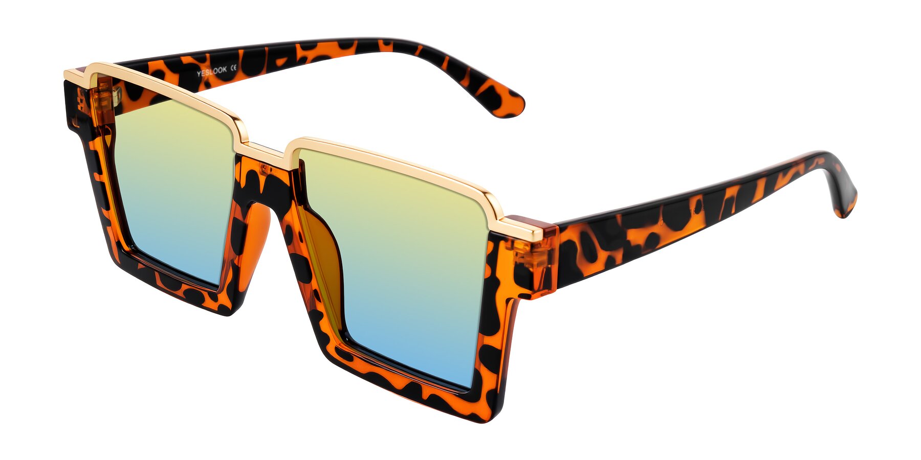 Angle of Reyes in Leopard-Print with Yellow / Blue Gradient Lenses