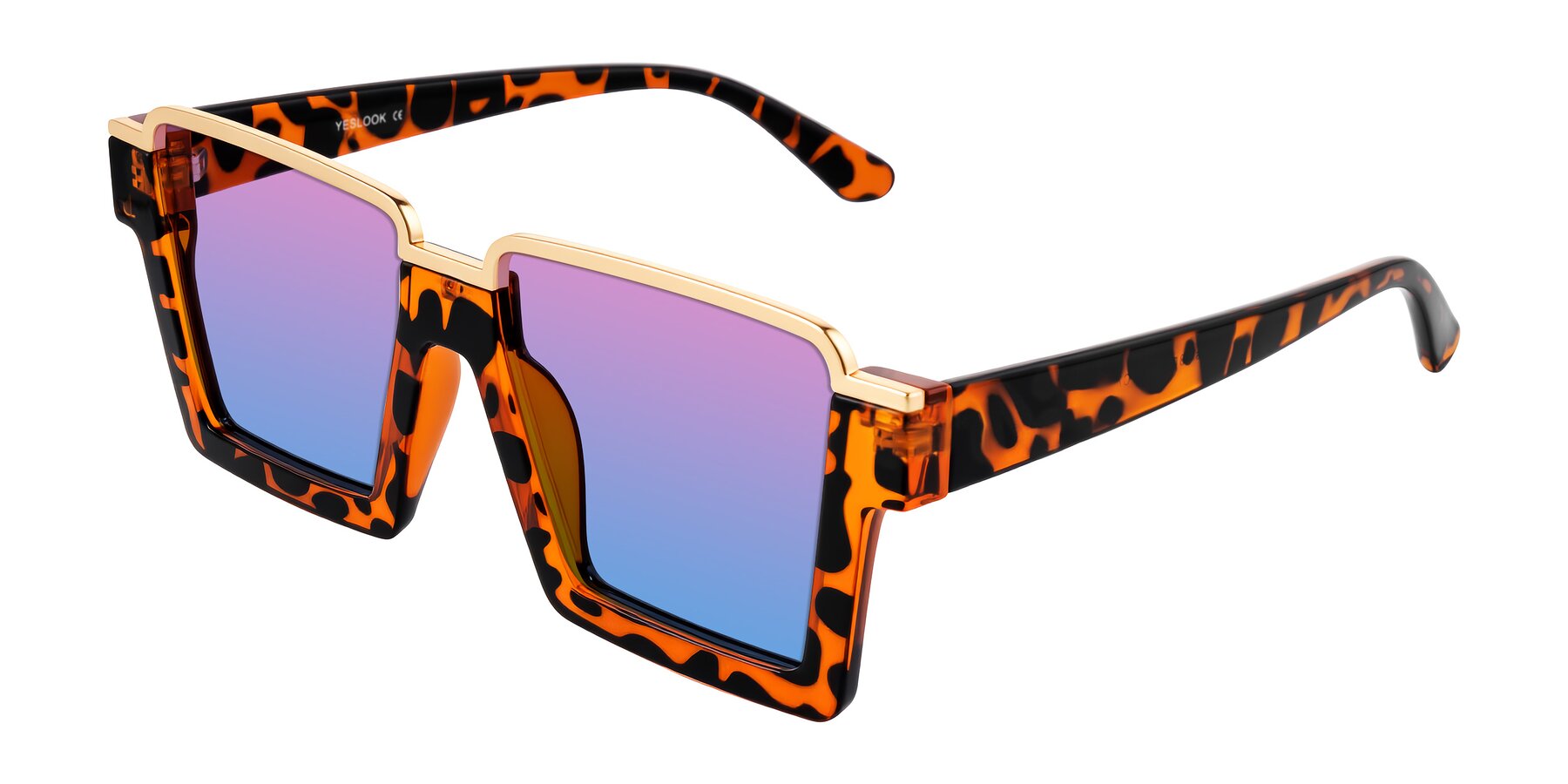 Angle of Reyes in Leopard-Print with Pink / Blue Gradient Lenses