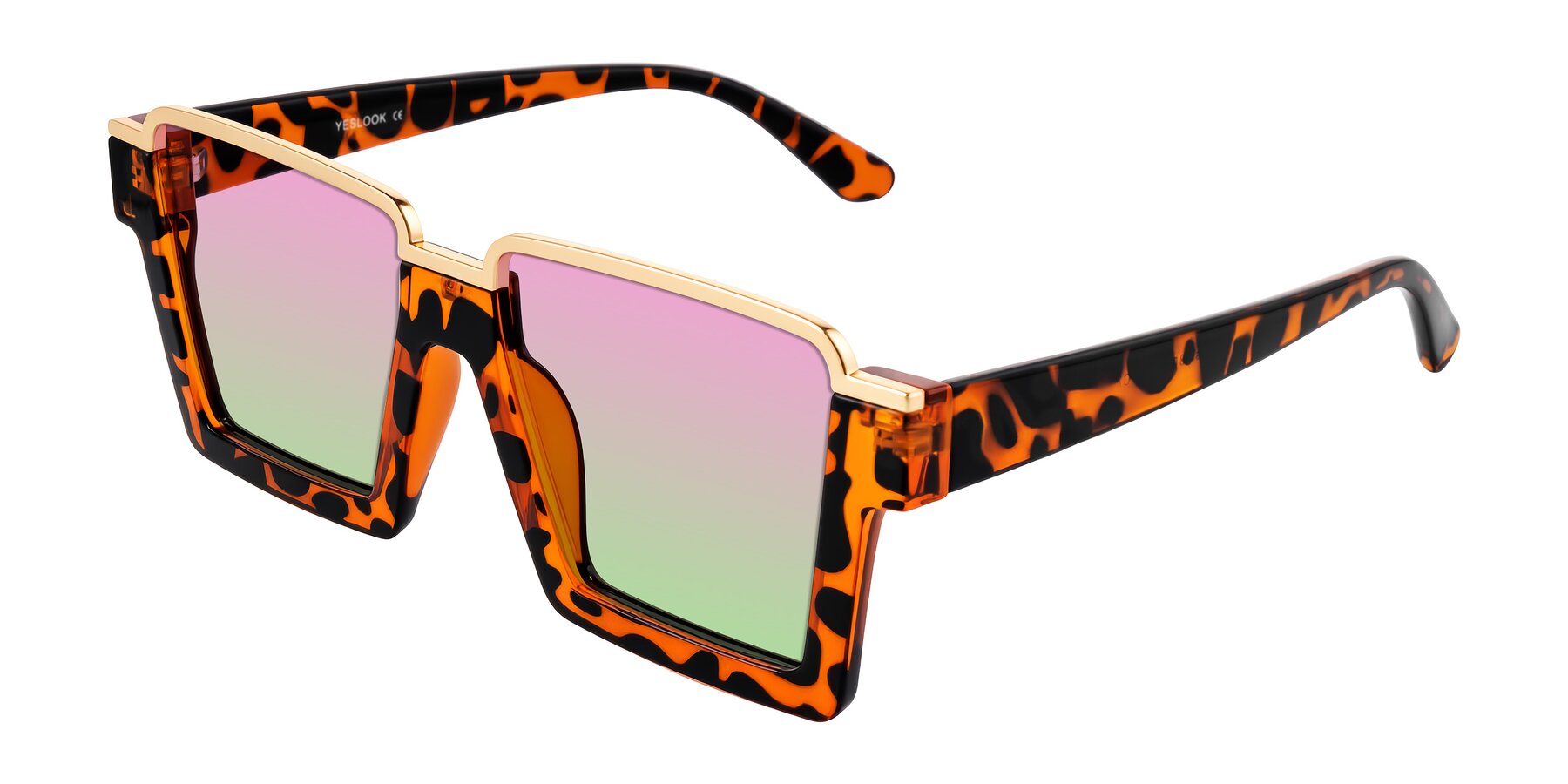 Angle of Reyes in Leopard-Print with Pink / Green Gradient Lenses