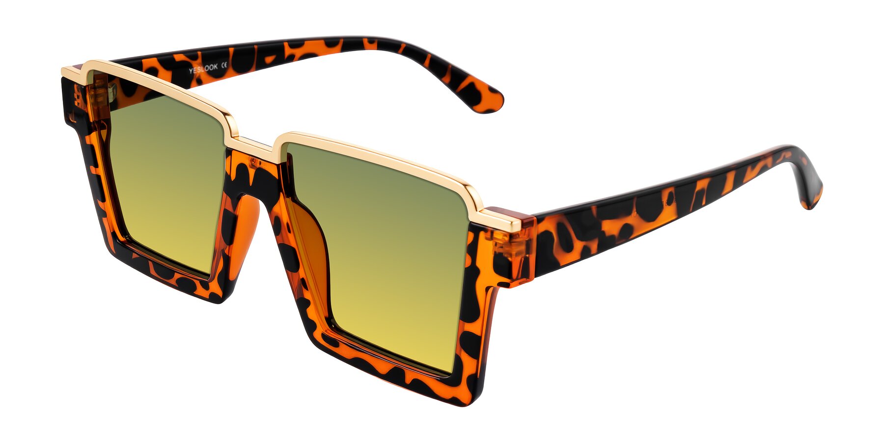 Angle of Reyes in Leopard-Print with Green / Yellow Gradient Lenses
