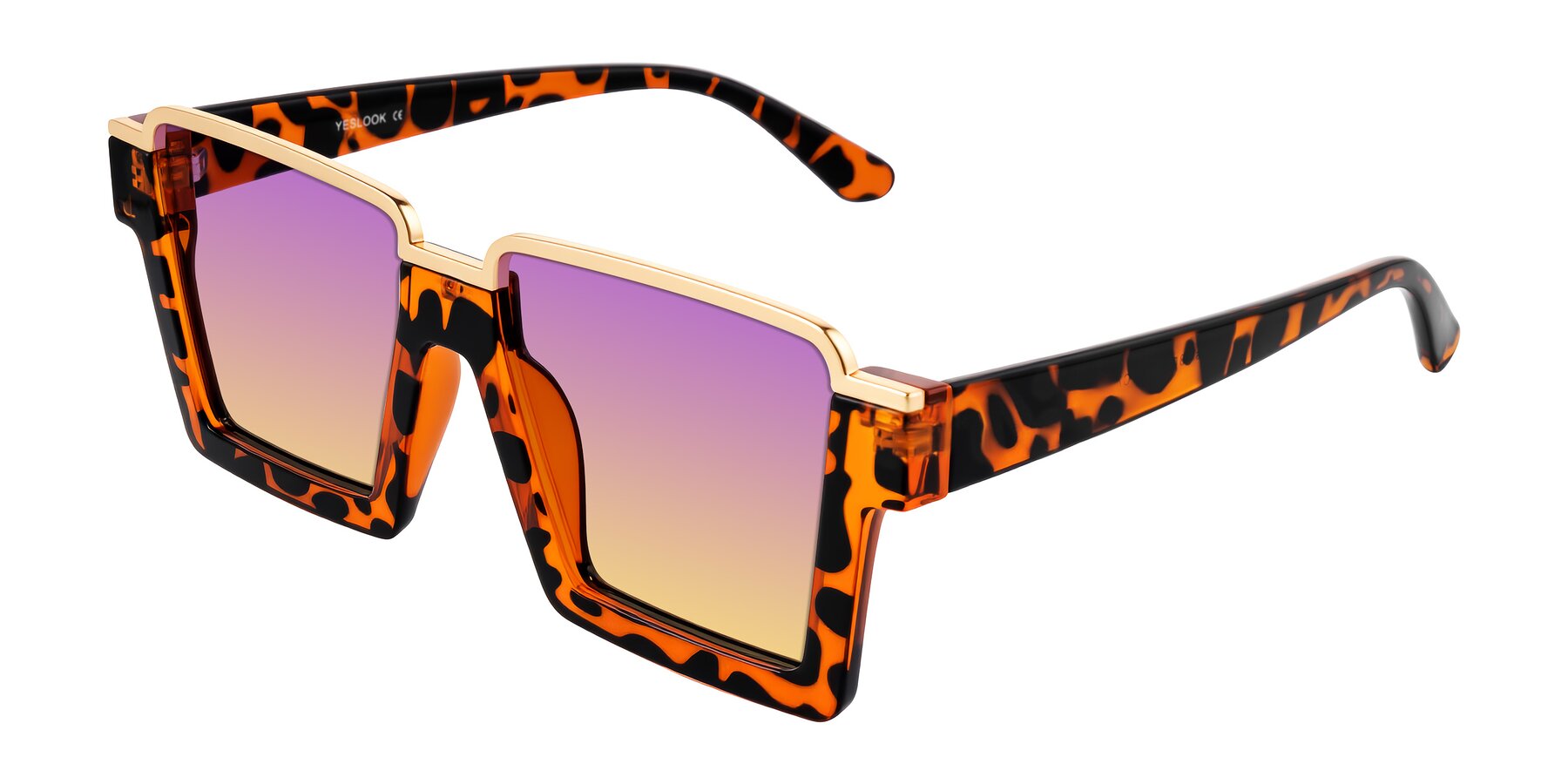 Angle of Reyes in Leopard-Print with Purple / Yellow Gradient Lenses