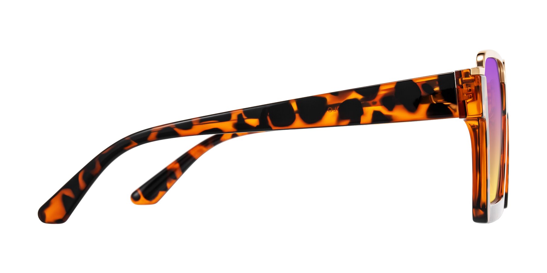 Side of Reyes in Leopard-Print with Purple / Yellow Gradient Lenses