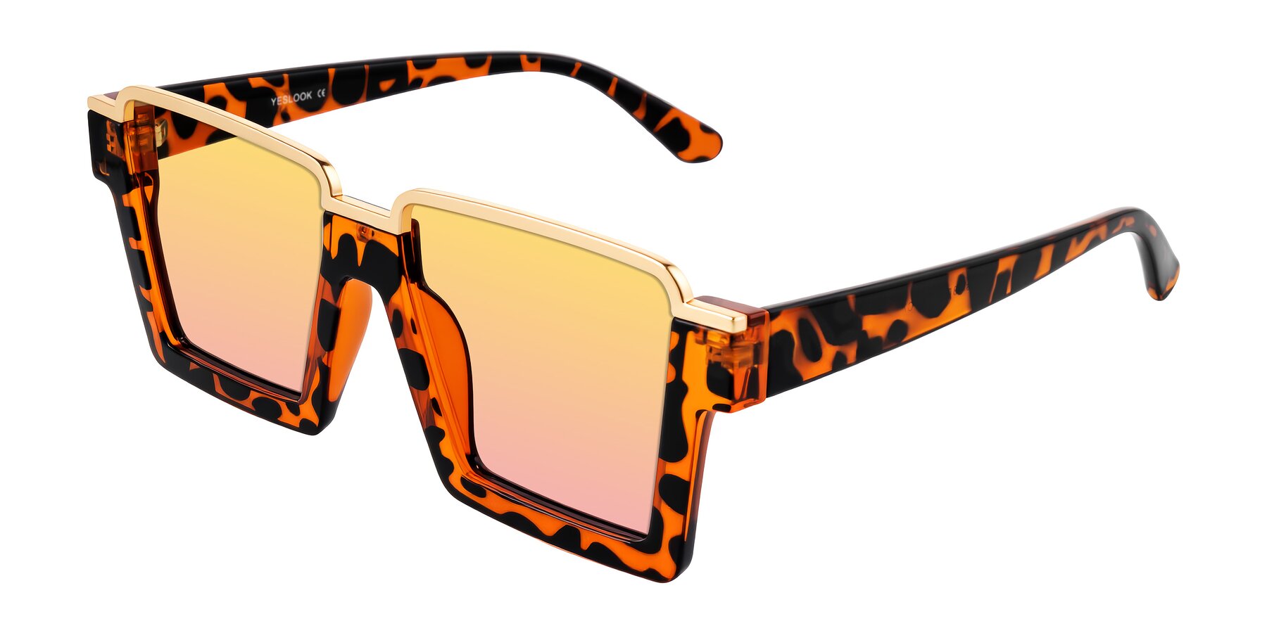Angle of Reyes in Leopard-Print with Yellow / Pink Gradient Lenses