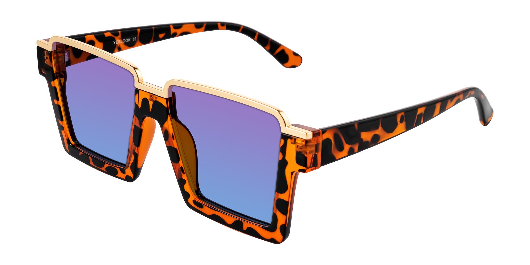 Angle of Reyes in Leopard-Print with Purple / Blue Gradient Lenses