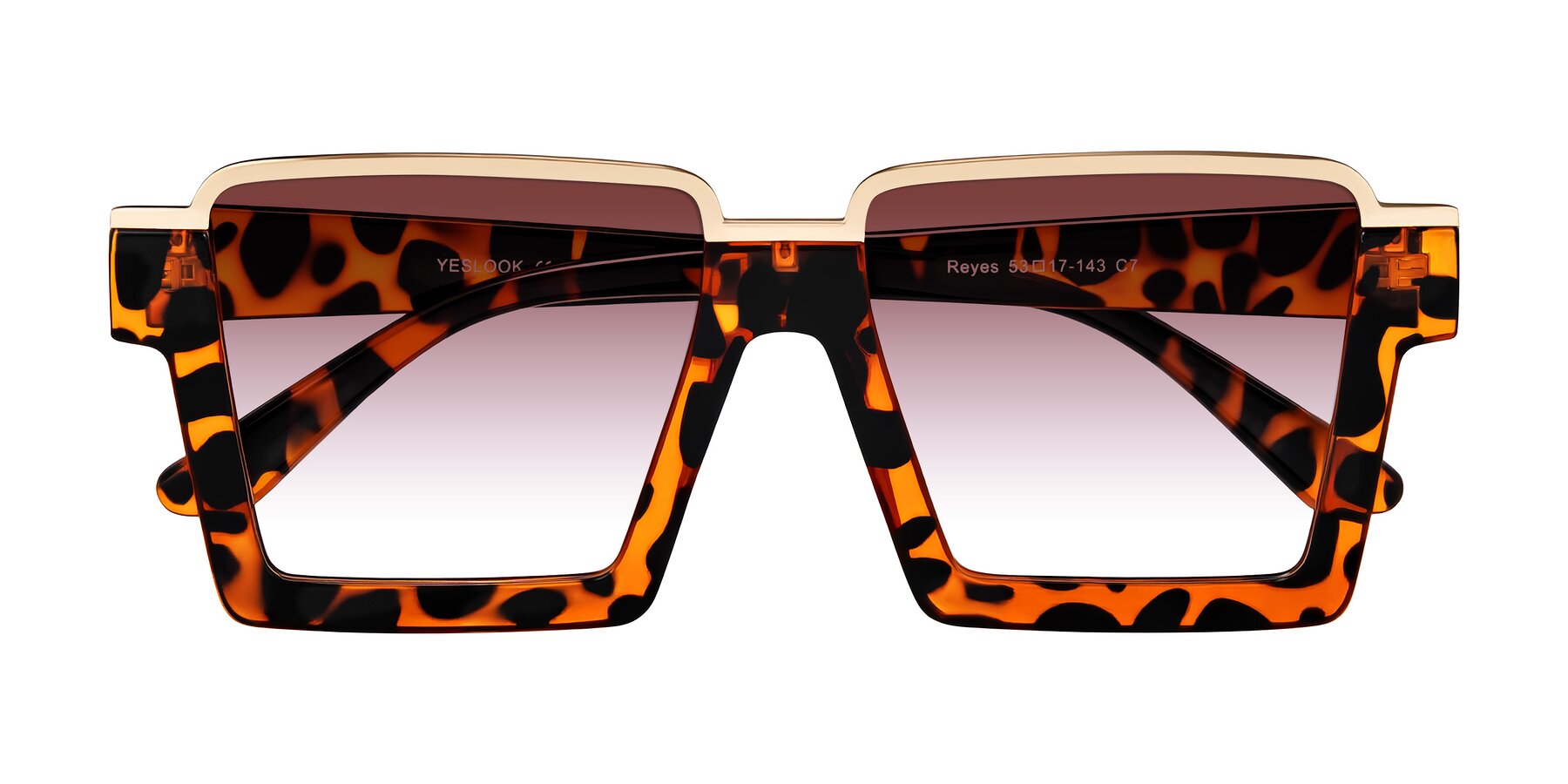 Folded Front of Reyes in Leopard-Print with Garnet Gradient Lenses