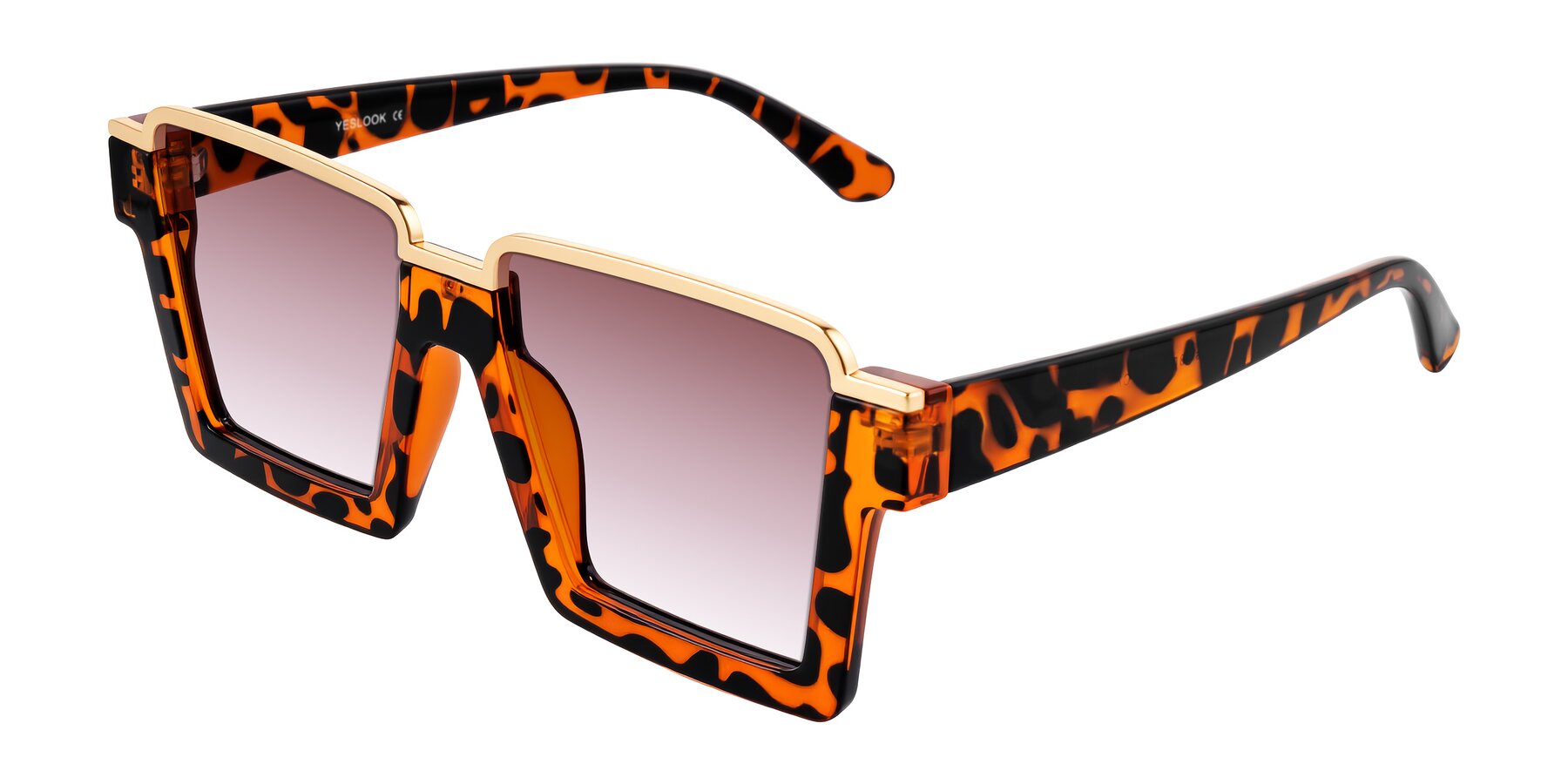 Angle of Reyes in Leopard-Print with Garnet Gradient Lenses