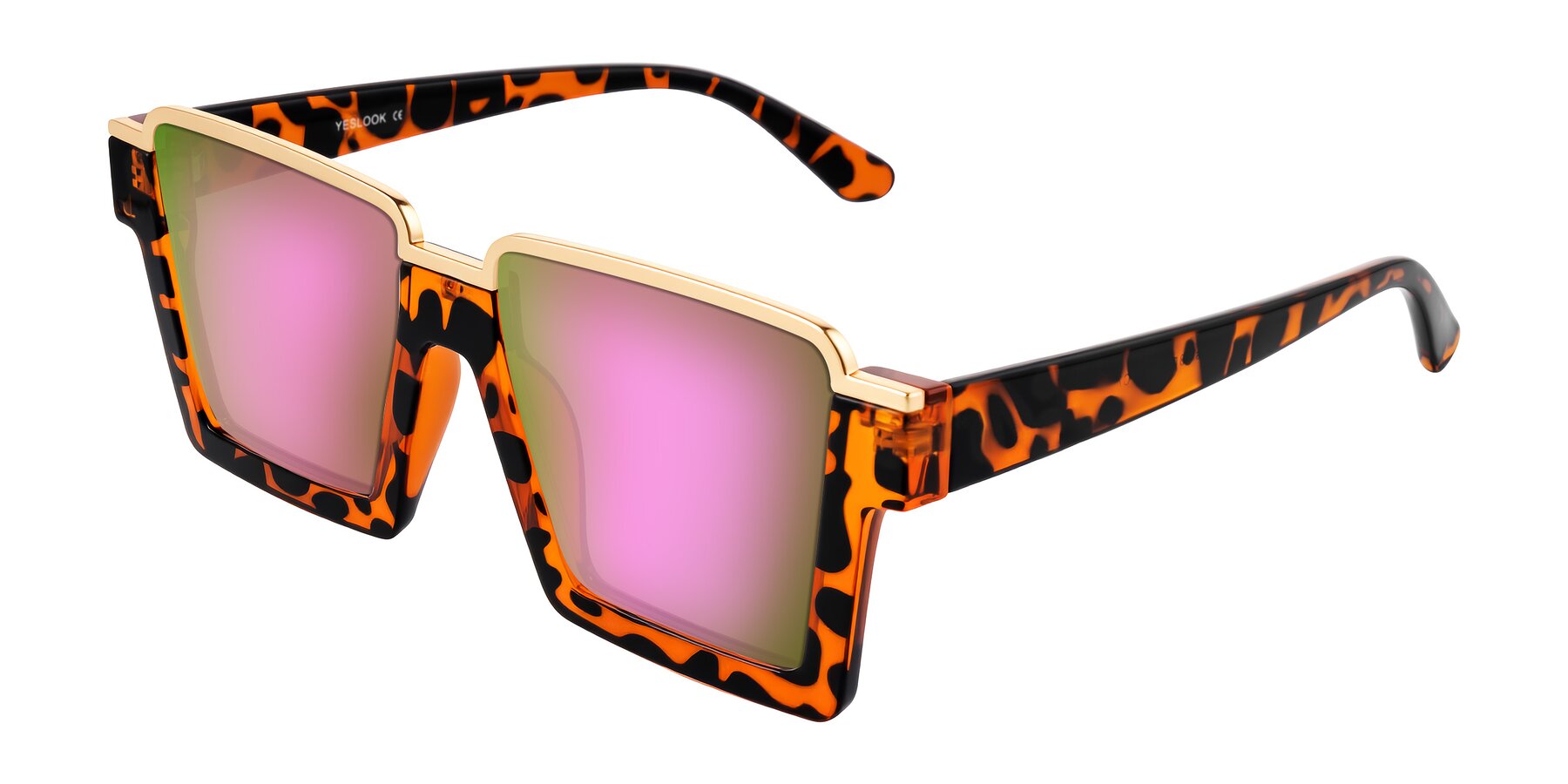 Angle of Reyes in Leopard-Print with Pink Mirrored Lenses