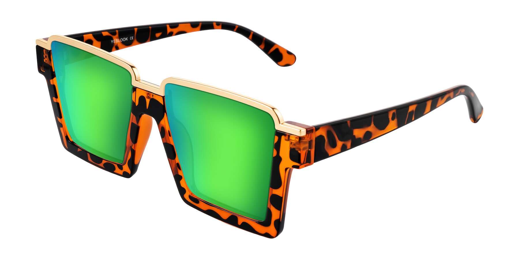 Angle of Reyes in Leopard-Print with Green Mirrored Lenses