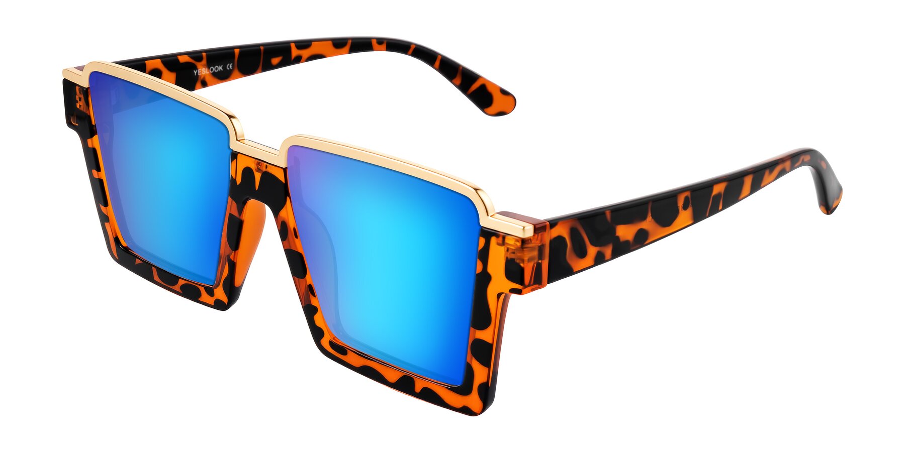 Angle of Reyes in Leopard-Print with Blue Mirrored Lenses