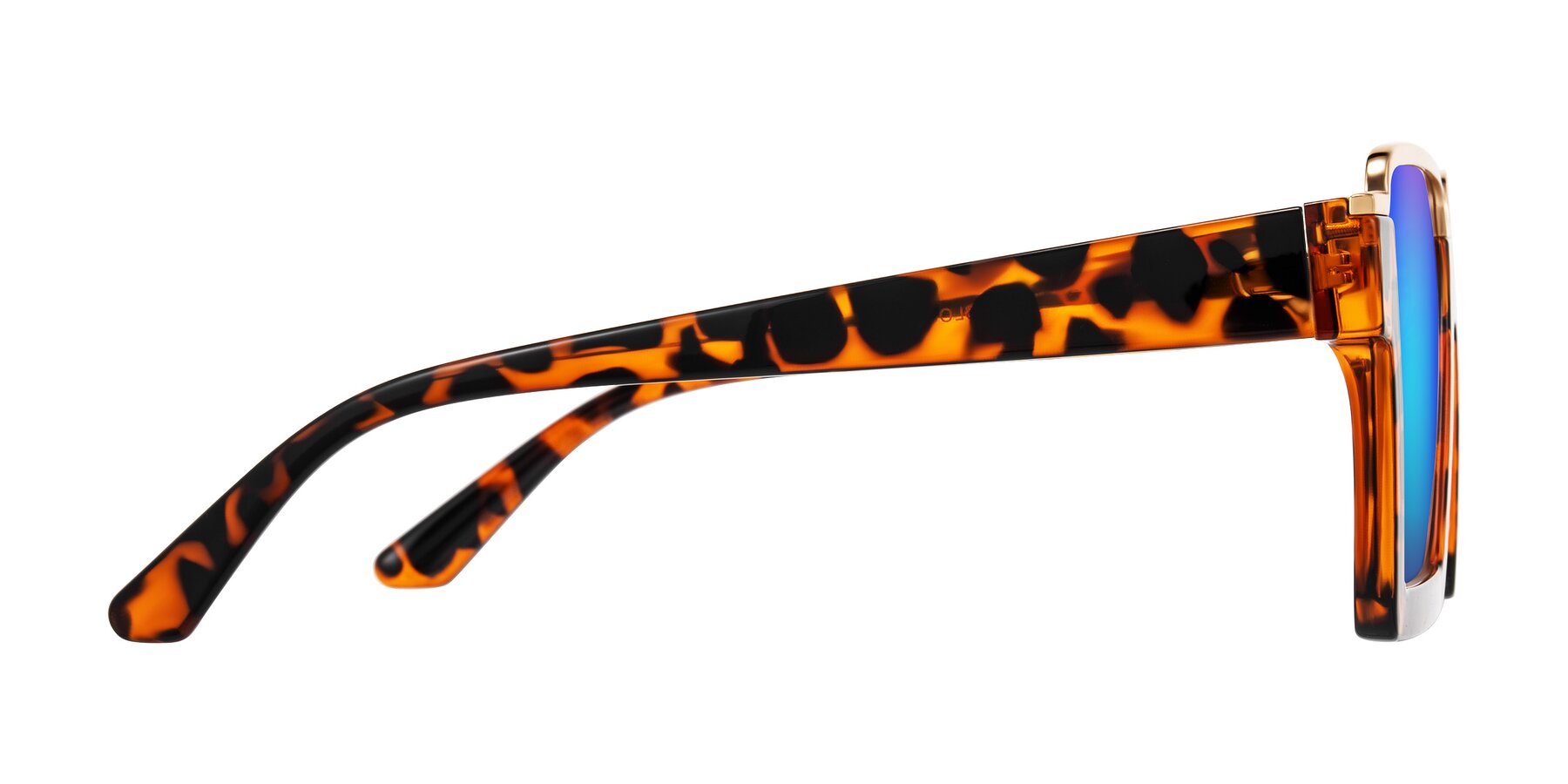 Side of Reyes in Leopard-Print with Blue Mirrored Lenses