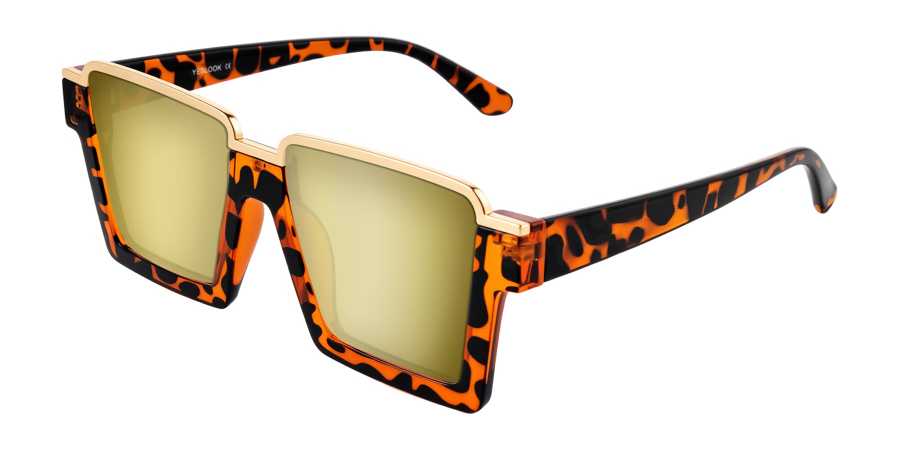 Angle of Reyes in Leopard-Print with Gold Mirrored Lenses
