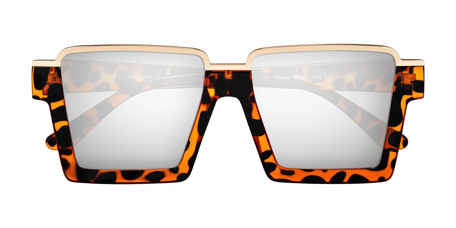 Folded Front of Reyes in Leopard-Print with Silver Mirrored Lenses