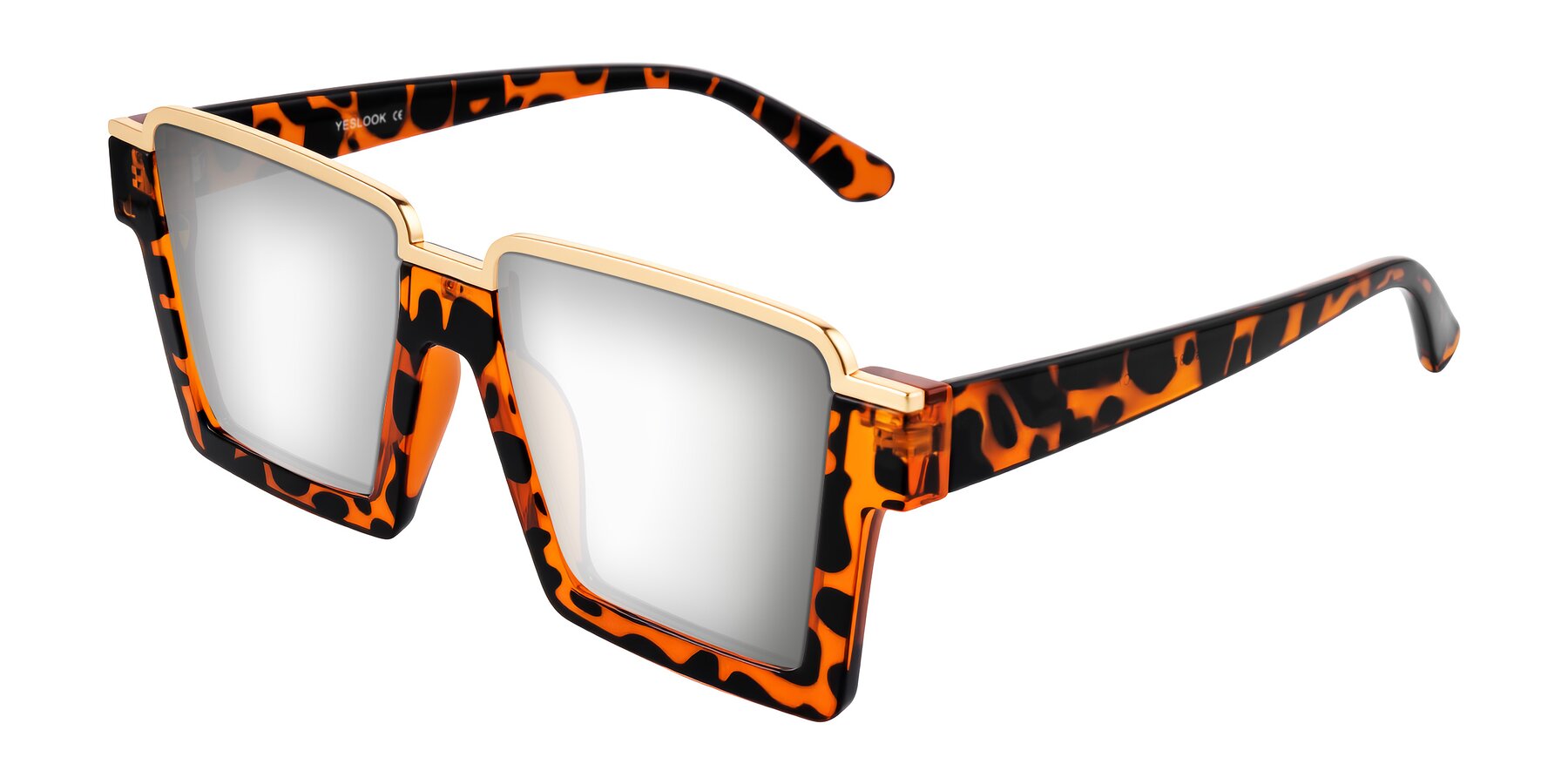 Angle of Reyes in Leopard-Print with Silver Mirrored Lenses