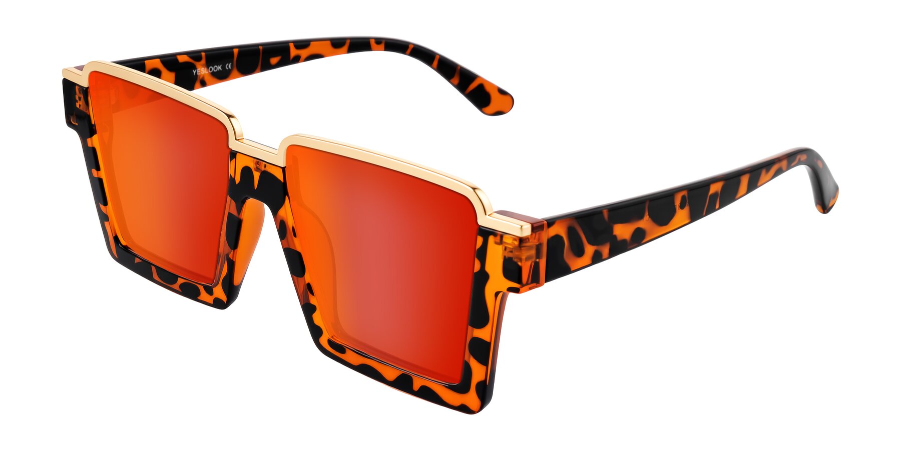 Angle of Reyes in Leopard-Print with Red Gold Mirrored Lenses