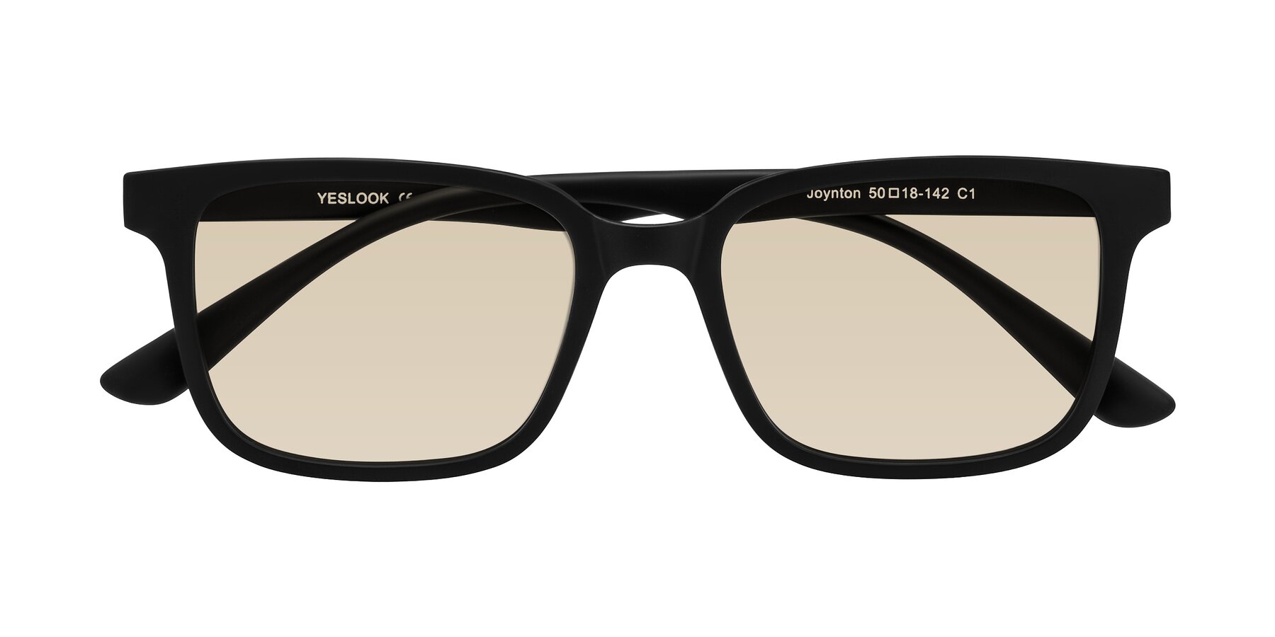 Folded Front of Joynton in Matte Black with Light Brown Tinted Lenses