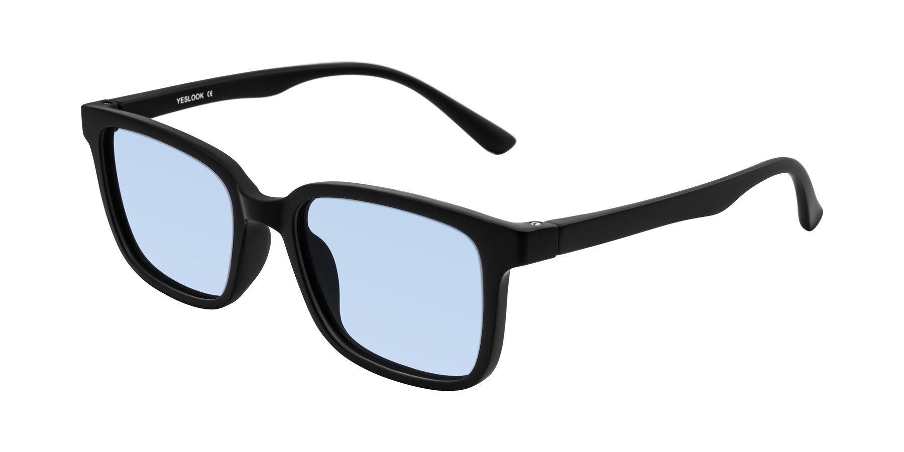 Angle of Joynton in Matte Black with Light Blue Tinted Lenses