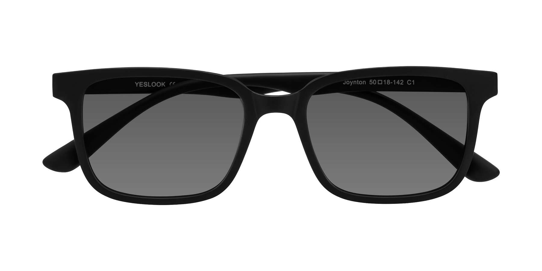 Folded Front of Joynton in Matte Black with Medium Gray Tinted Lenses