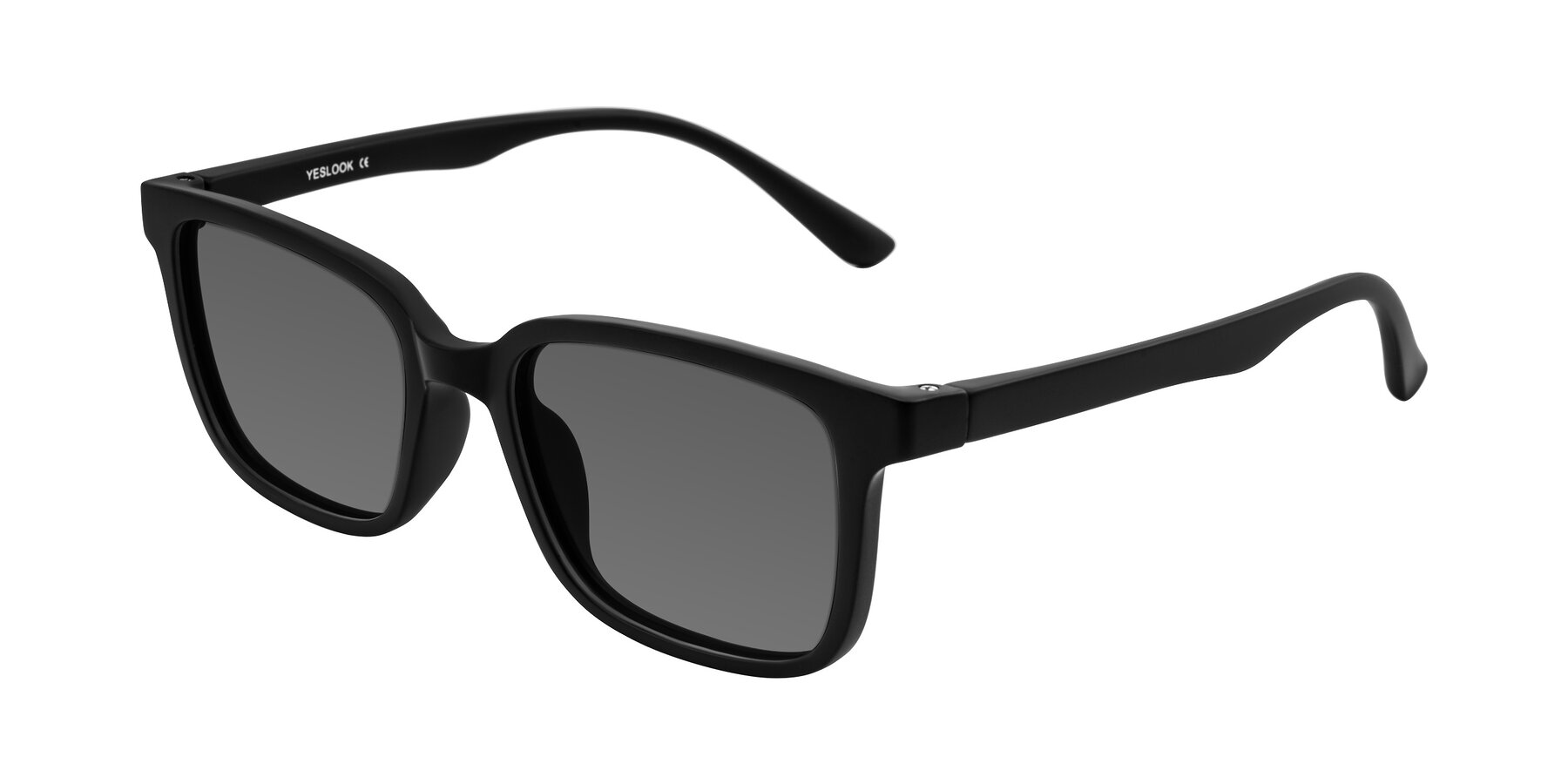 Angle of Joynton in Matte Black with Medium Gray Tinted Lenses