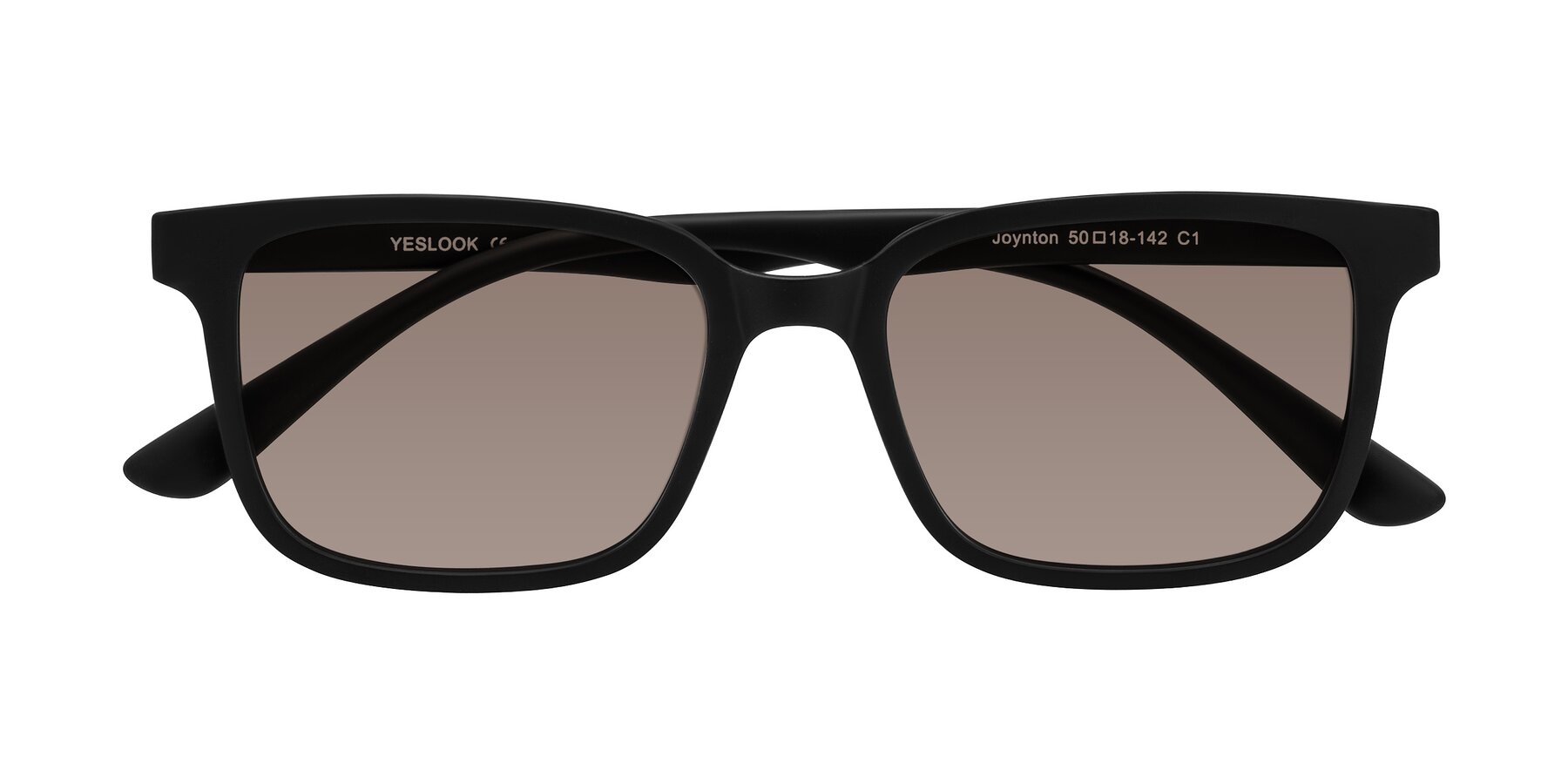 Folded Front of Joynton in Matte Black with Medium Brown Tinted Lenses