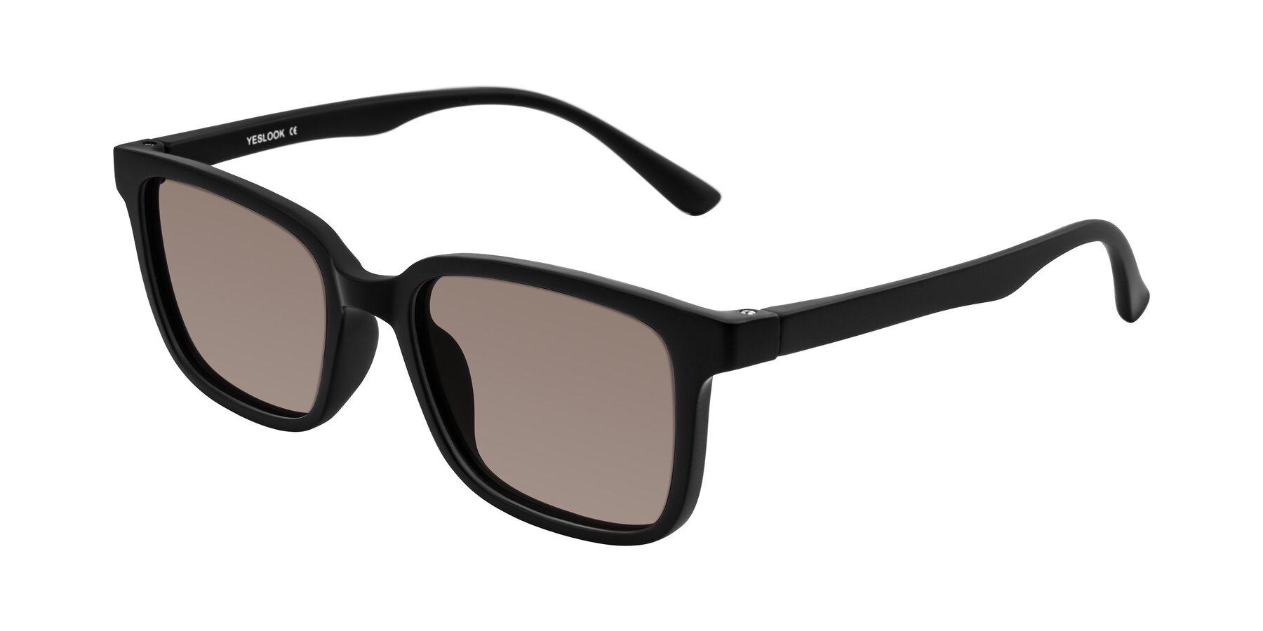 Angle of Joynton in Matte Black with Medium Brown Tinted Lenses