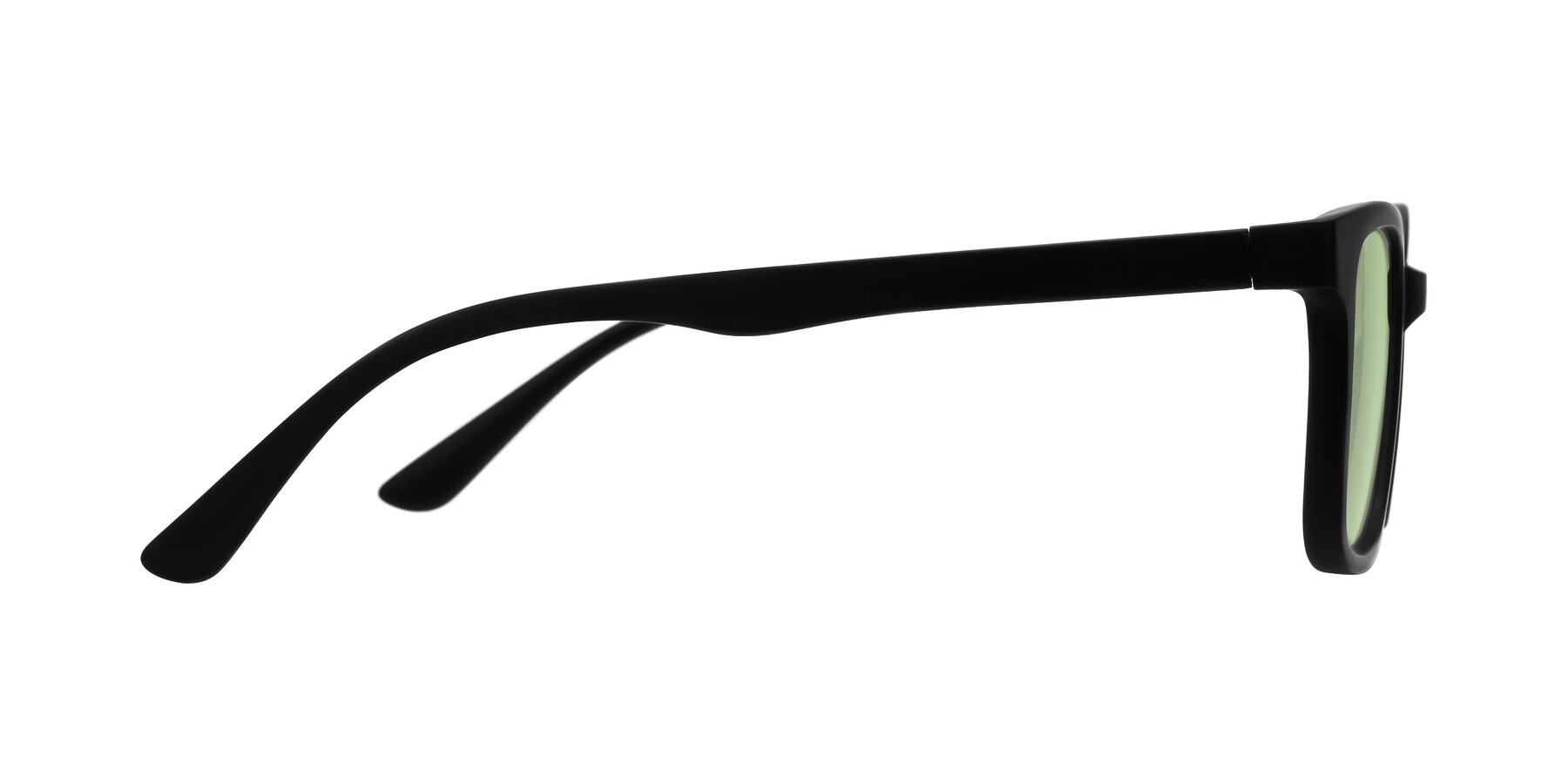 Side of Joynton in Matte Black with Medium Green Tinted Lenses