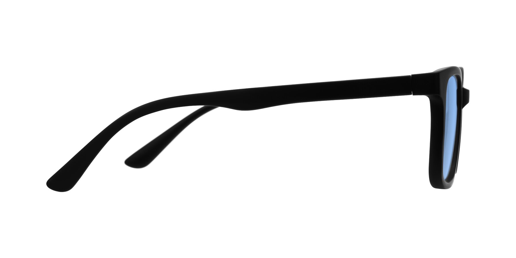 Side of Joynton in Matte Black with Medium Blue Tinted Lenses