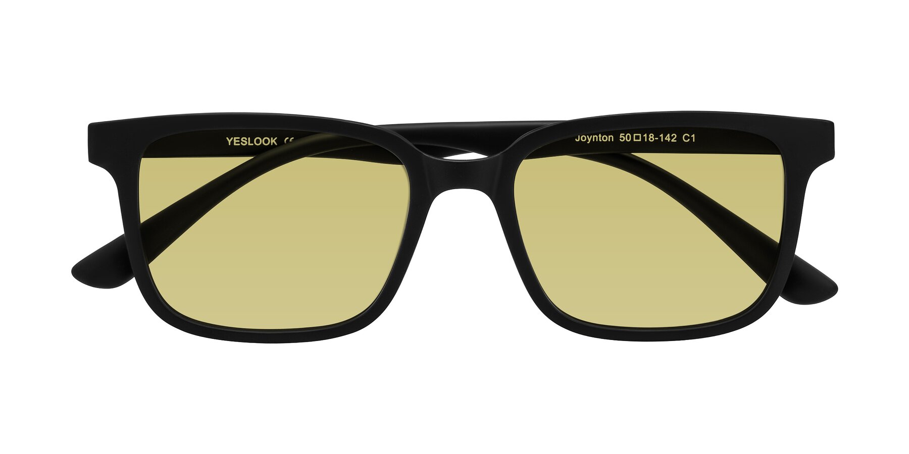 Folded Front of Joynton in Matte Black with Medium Champagne Tinted Lenses